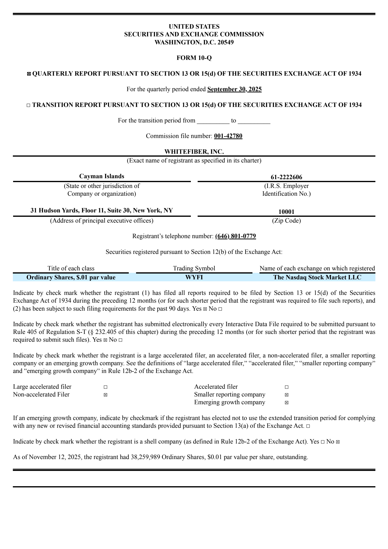 WhiteFiber's Q3 2025 Quarterly Report
