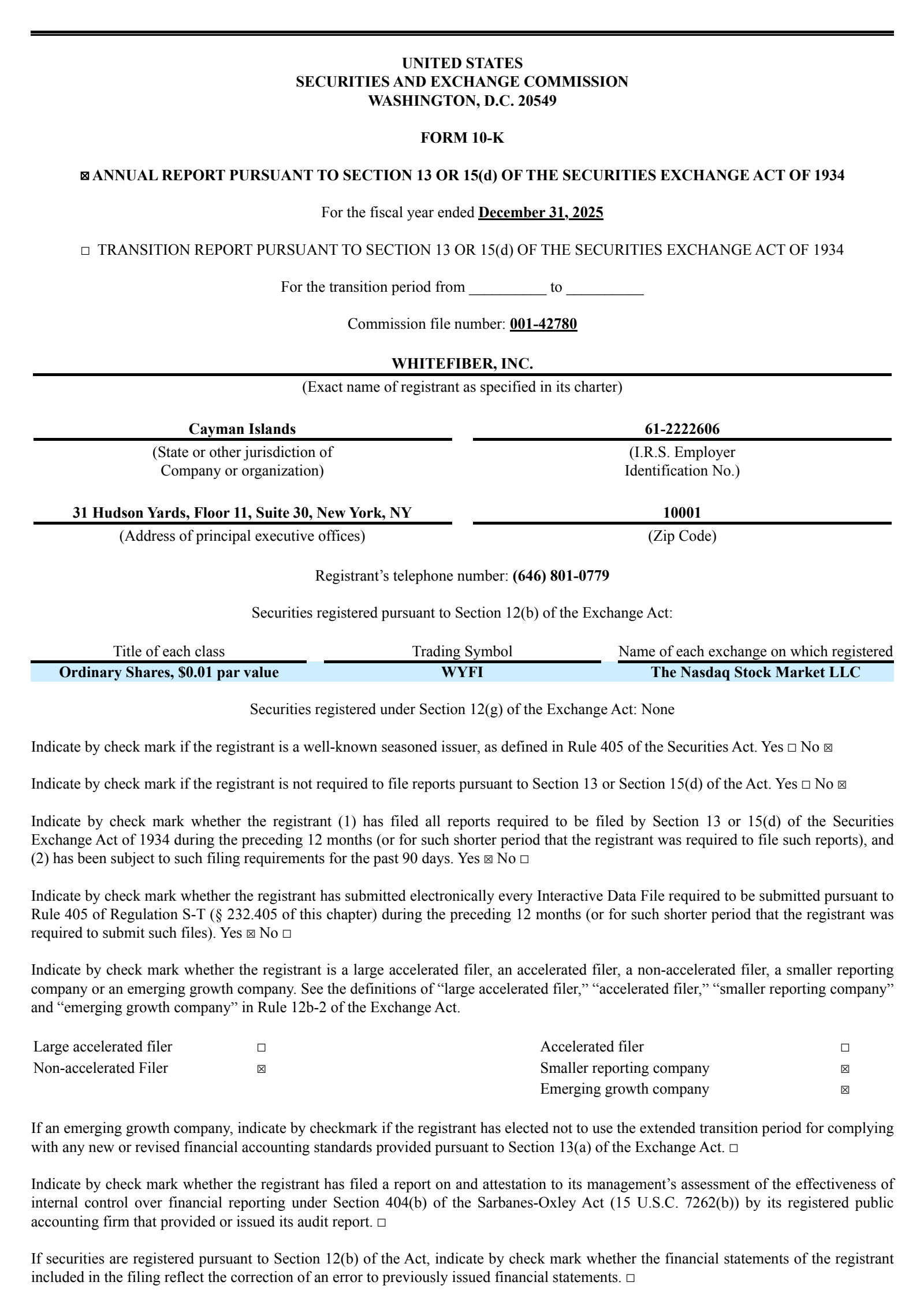 WhiteFiber's Q4 2025 Annual report