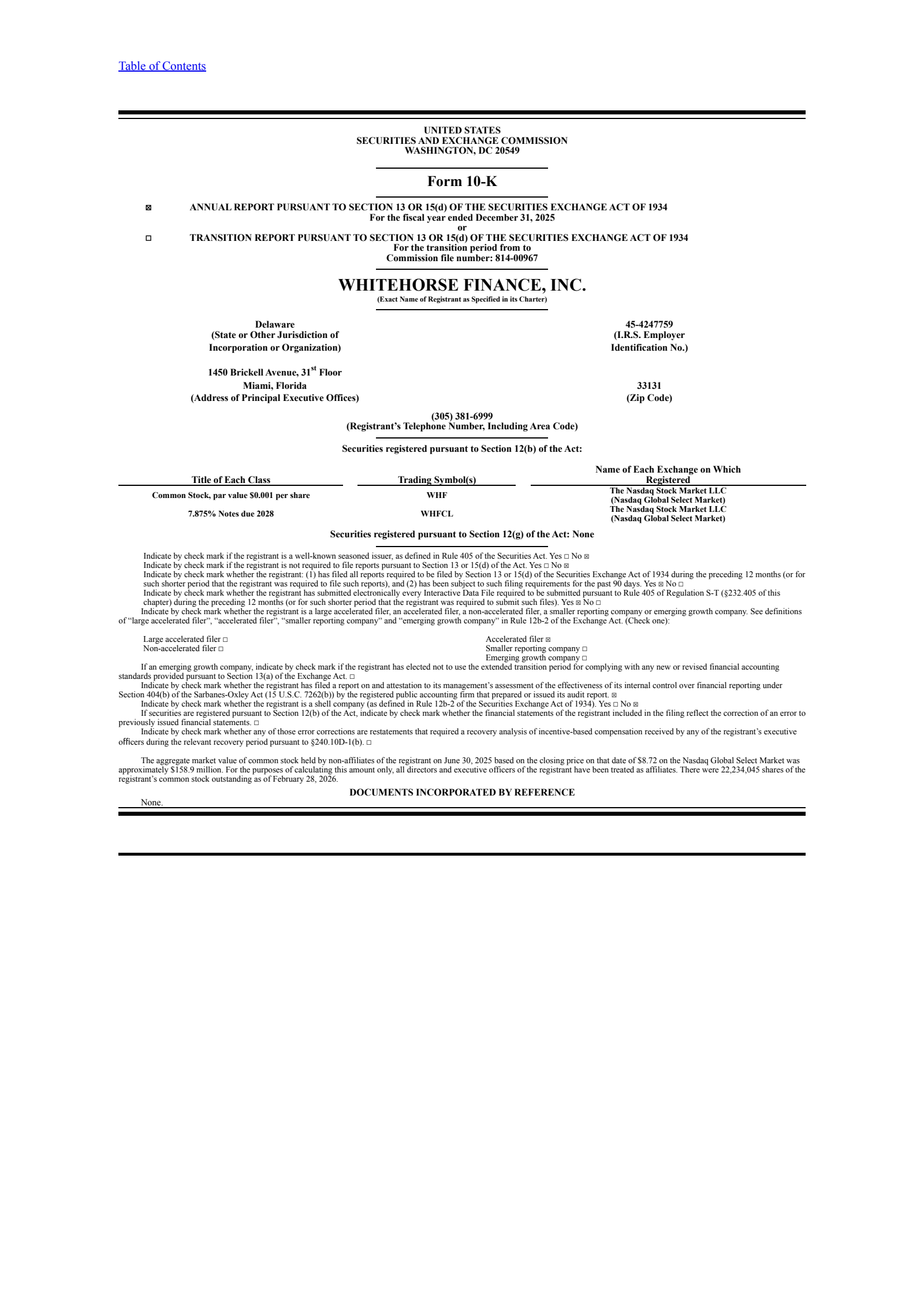 WhiteHorse Finance's Q4 2025 Annual report