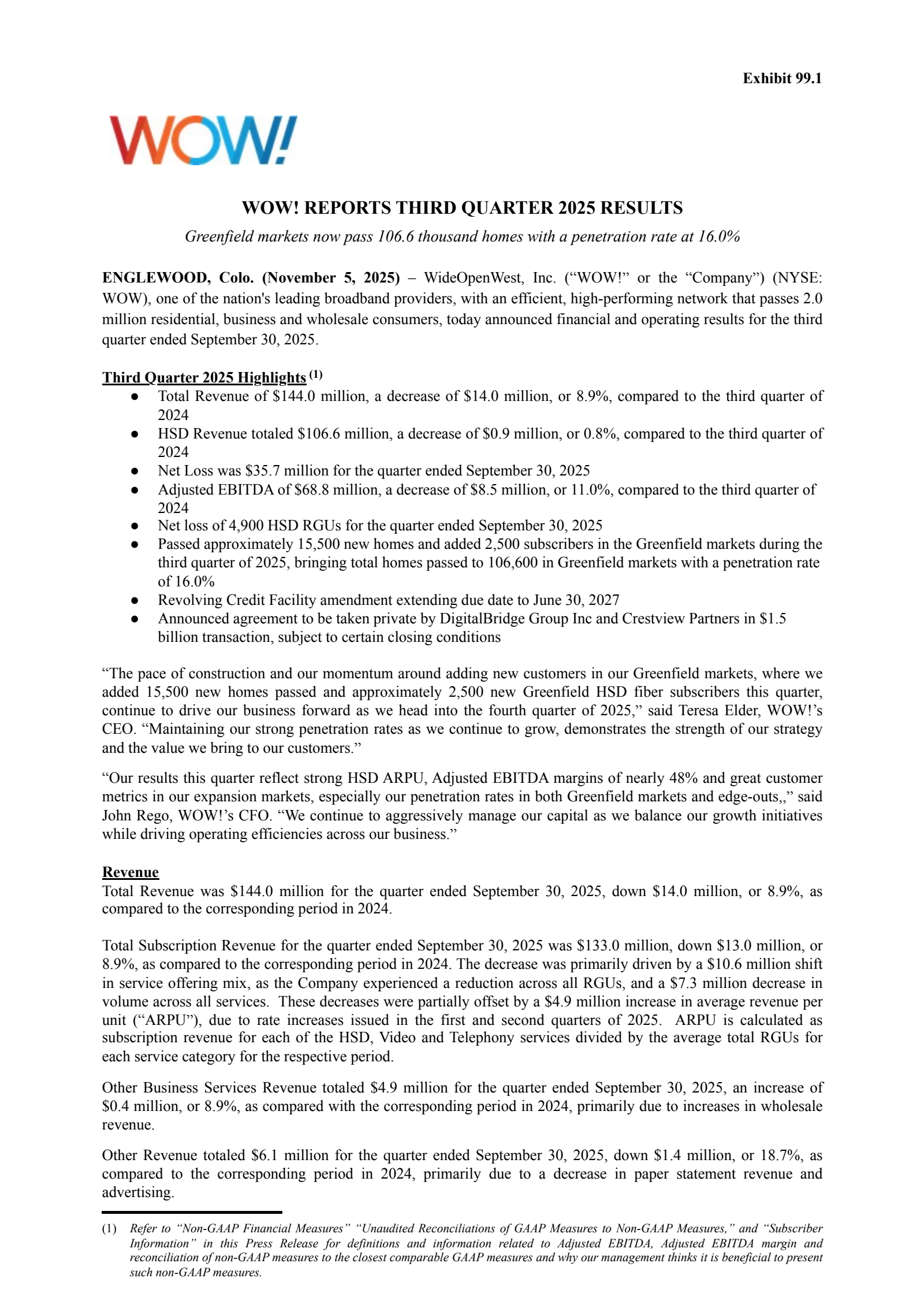 WideOpenWest's Q3 2025 Earnings Release