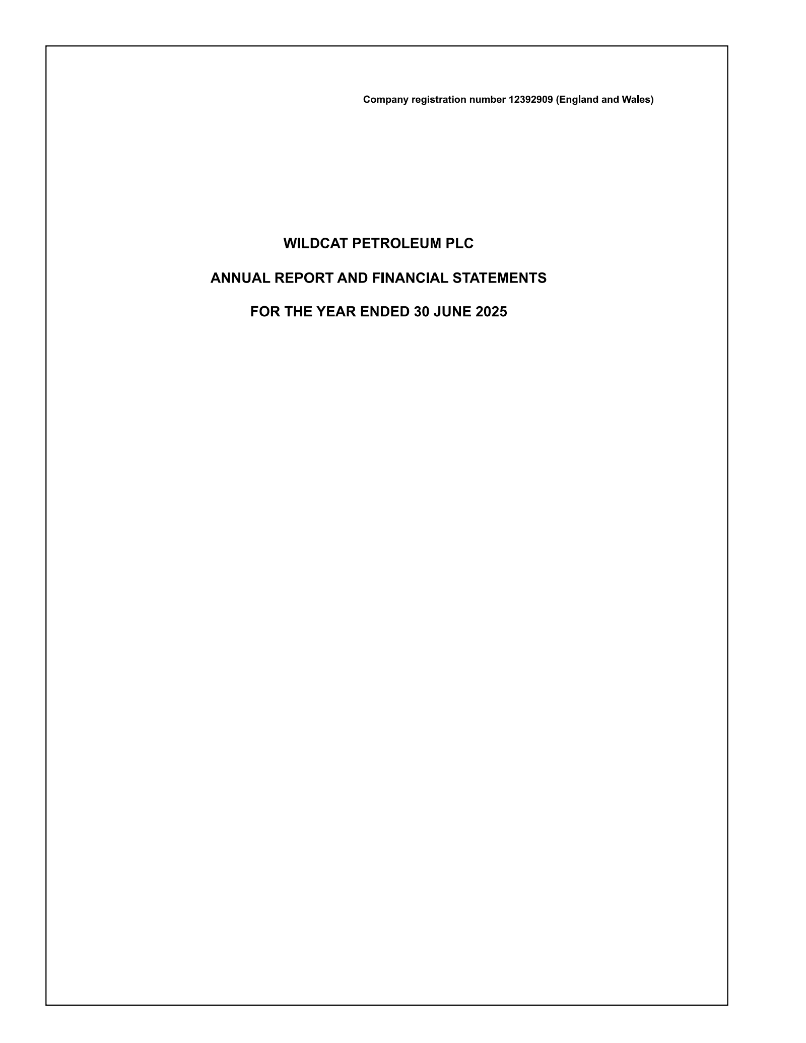 Wildcat Petroleum's H2 2025 Annual report