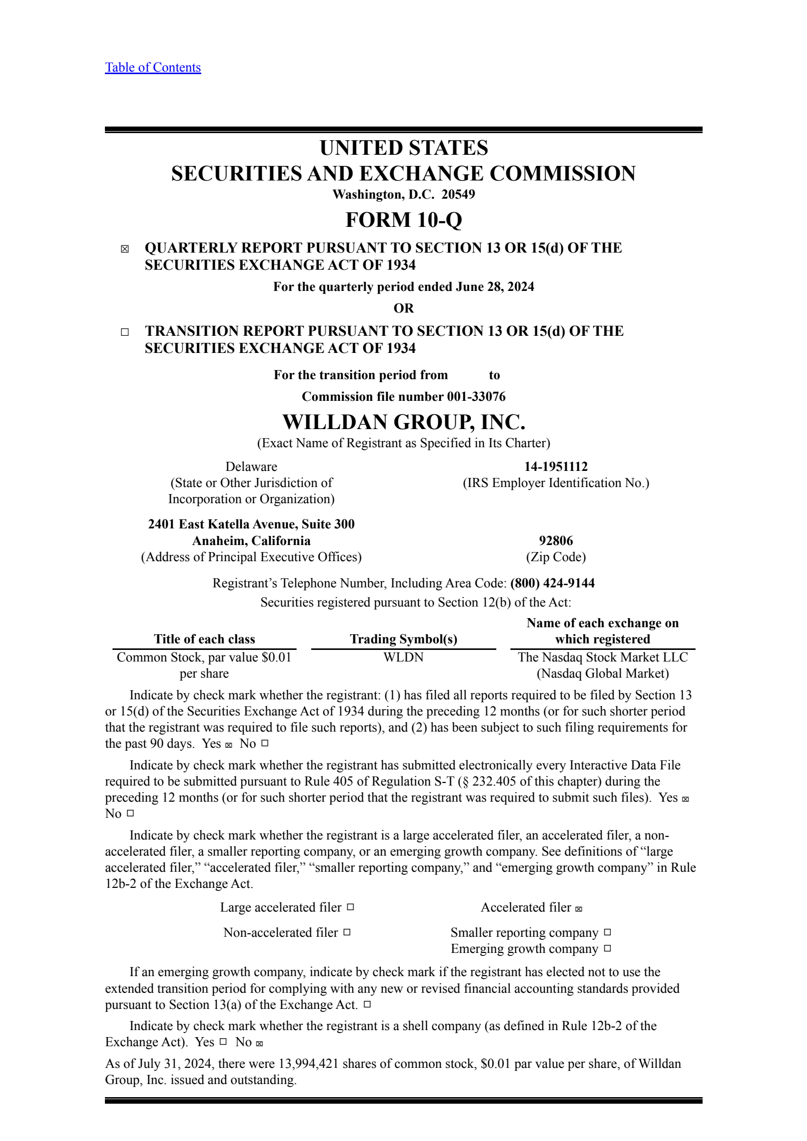 Willdan Riverside WLDN Q2 2024 Earnings Report on 8/1/2024