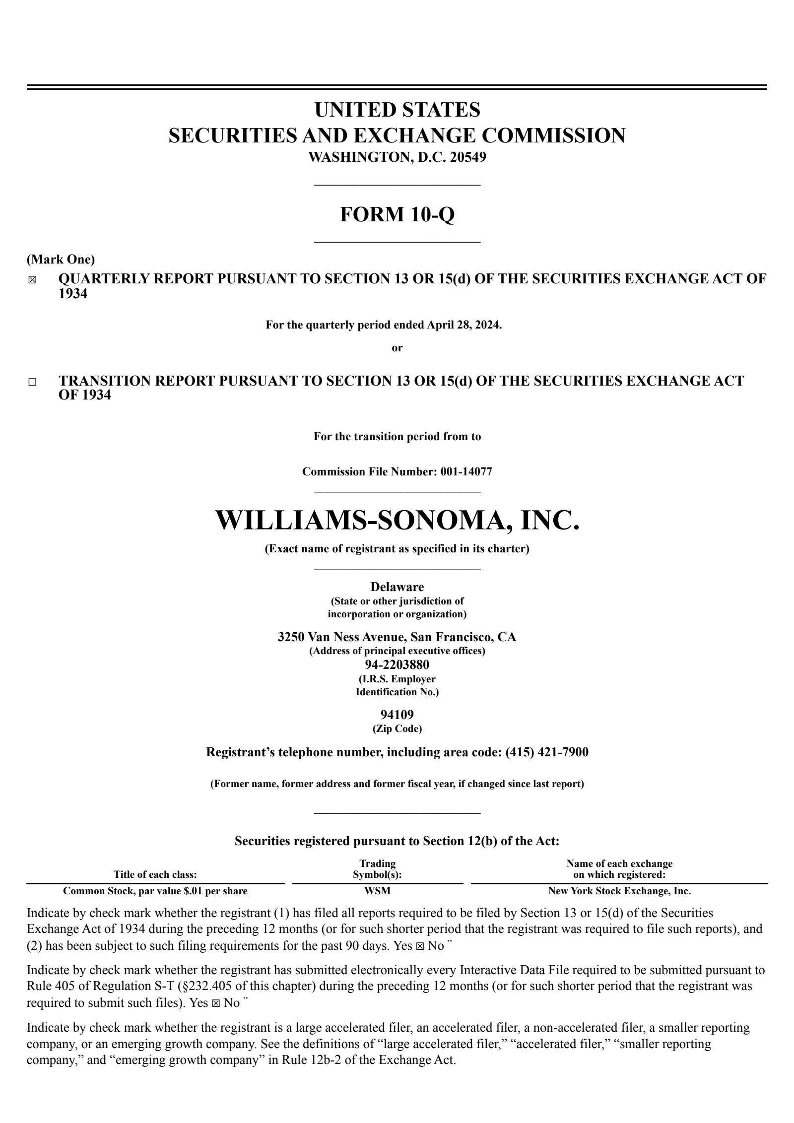 Williams-Sonoma's Q1 2025 Quarterly report