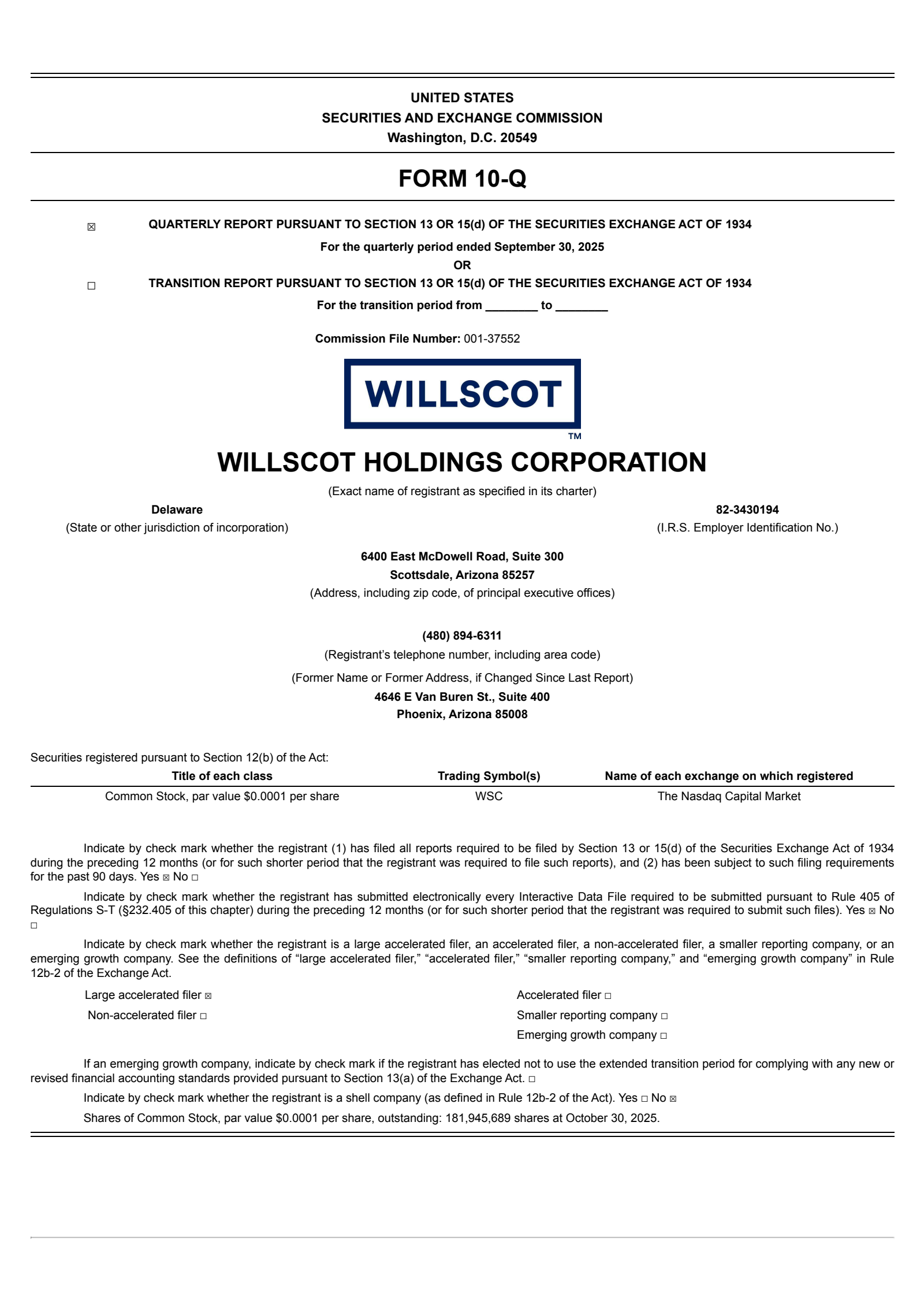 WillScot's Q3 2025 Quarterly Report