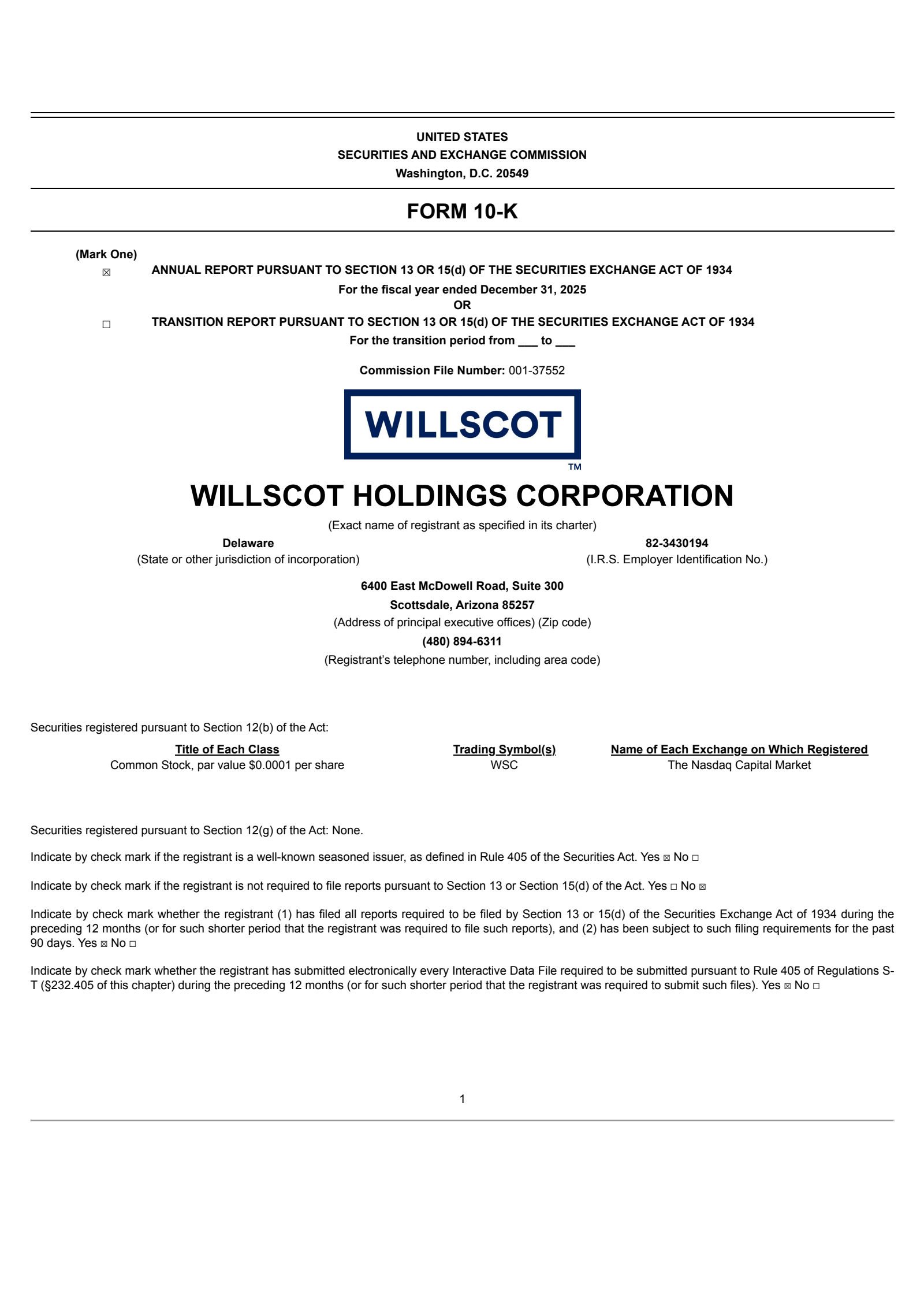 WillScot's Q4 2025 Annual report