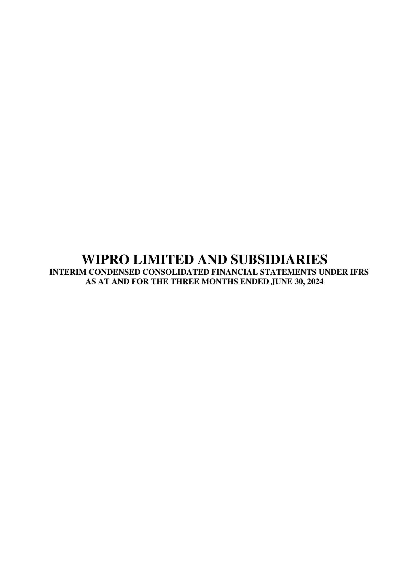 Wipro's Q1 24/25 Interim Report