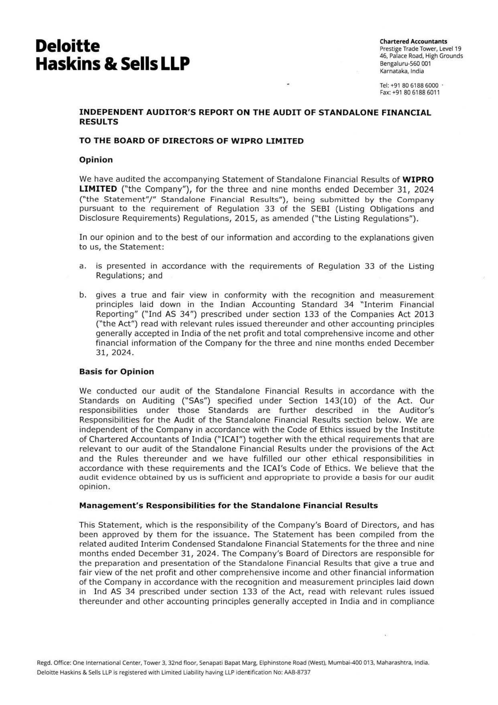 Wipro's Q3 24/25 Interim Report