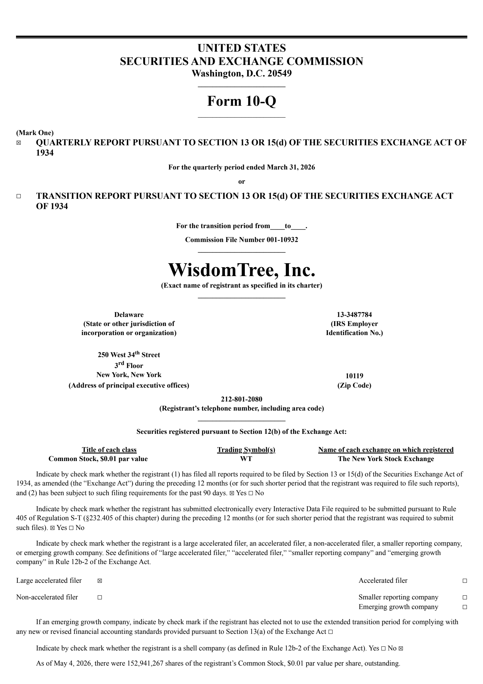 WisdomTree's Q1 2026 Quarterly report
