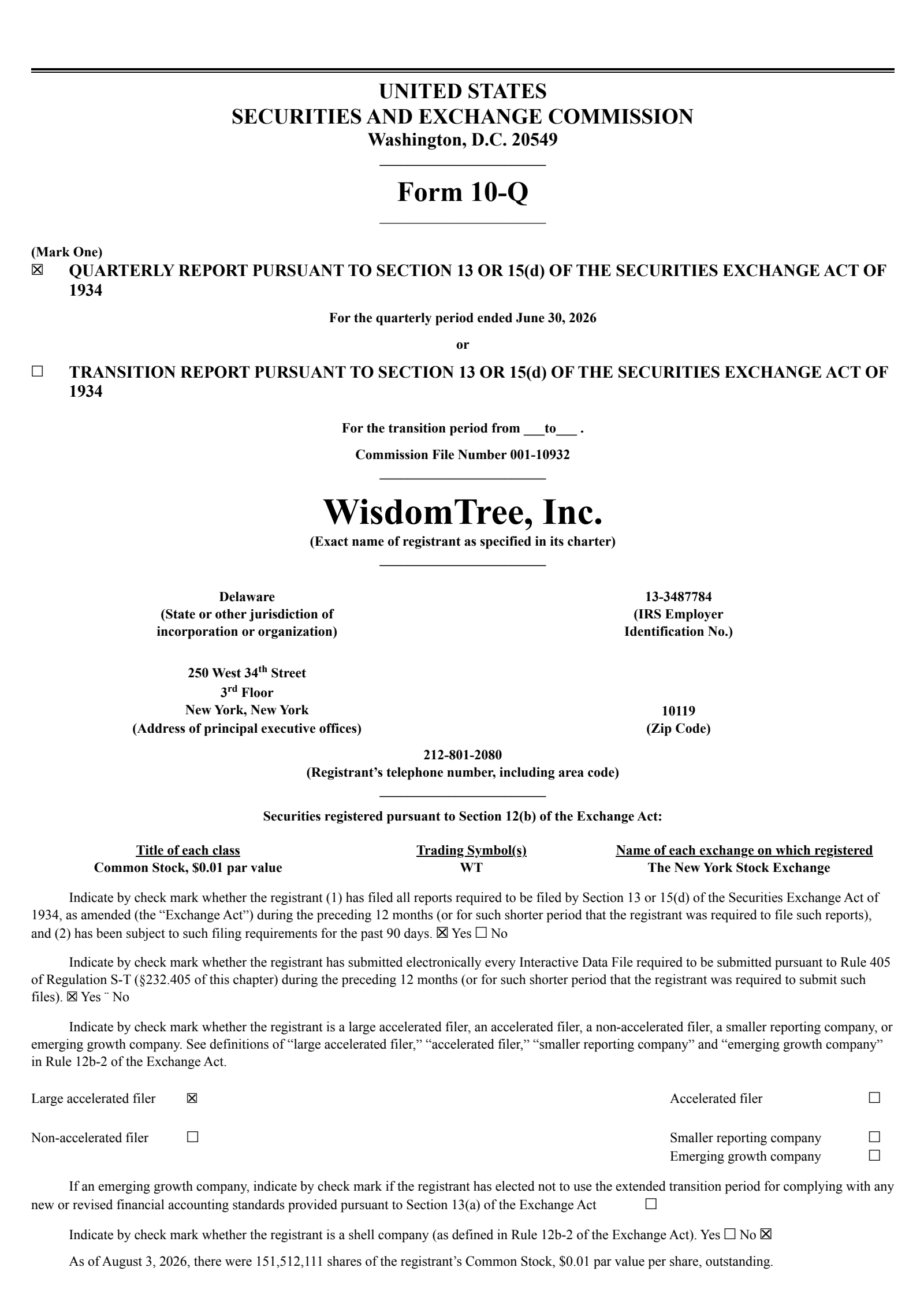WisdomTree's Q2 2026 Quarterly report