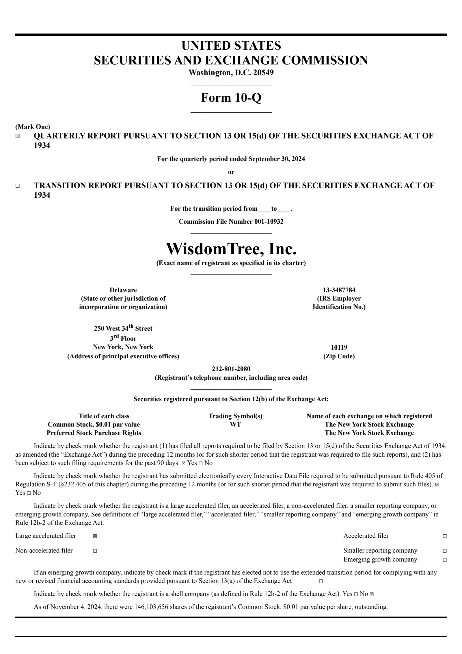 WisdomTree's Q3 2024 Quarterly report