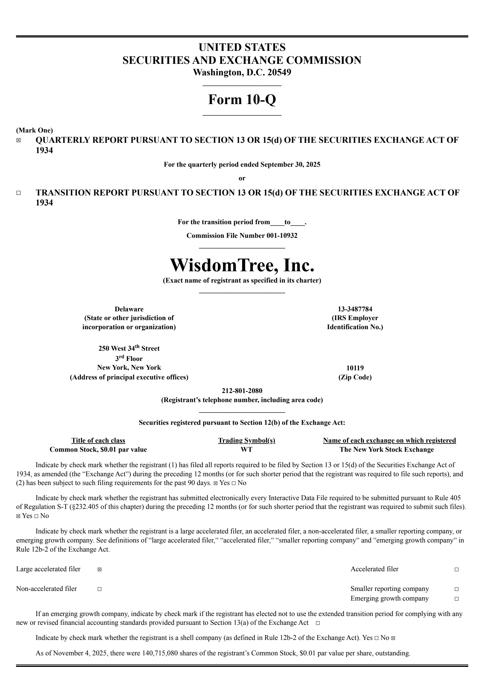 WisdomTree's Q3 2025 Quarterly Report