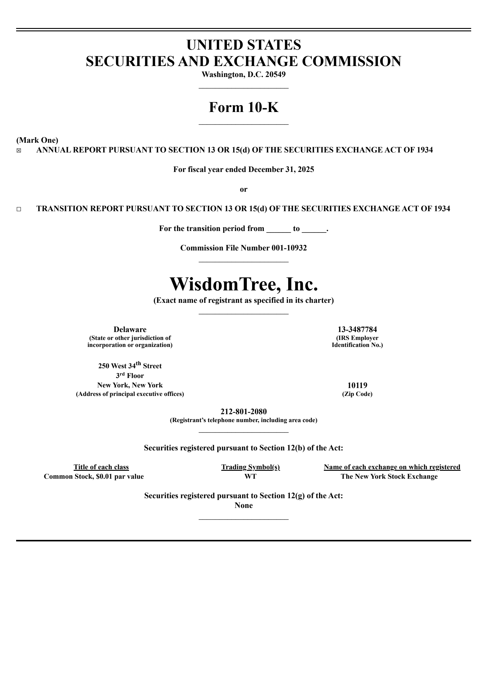 WisdomTree's Q4 2025 Annual report