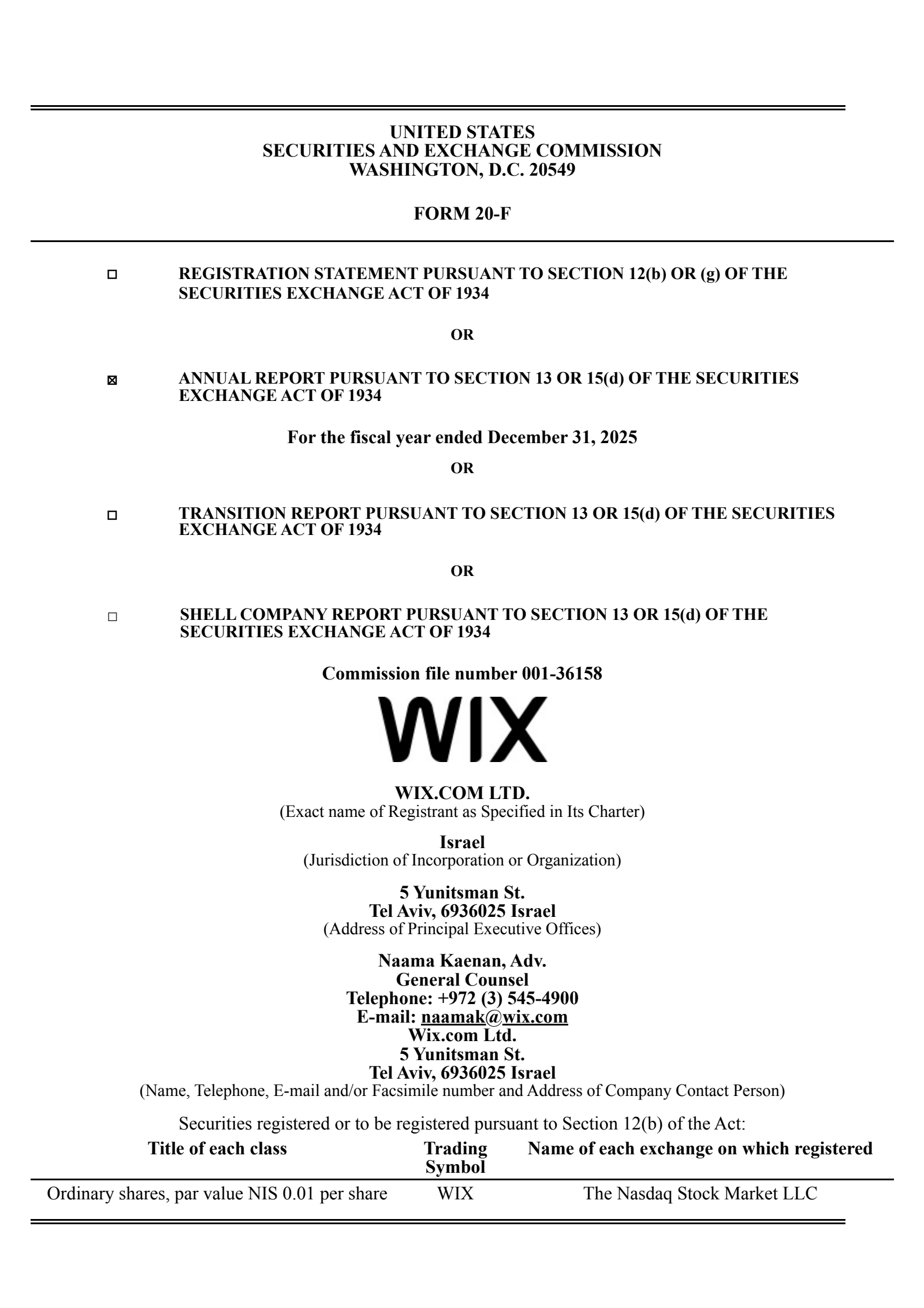 Wix.com's Q4 2025 Annual report
