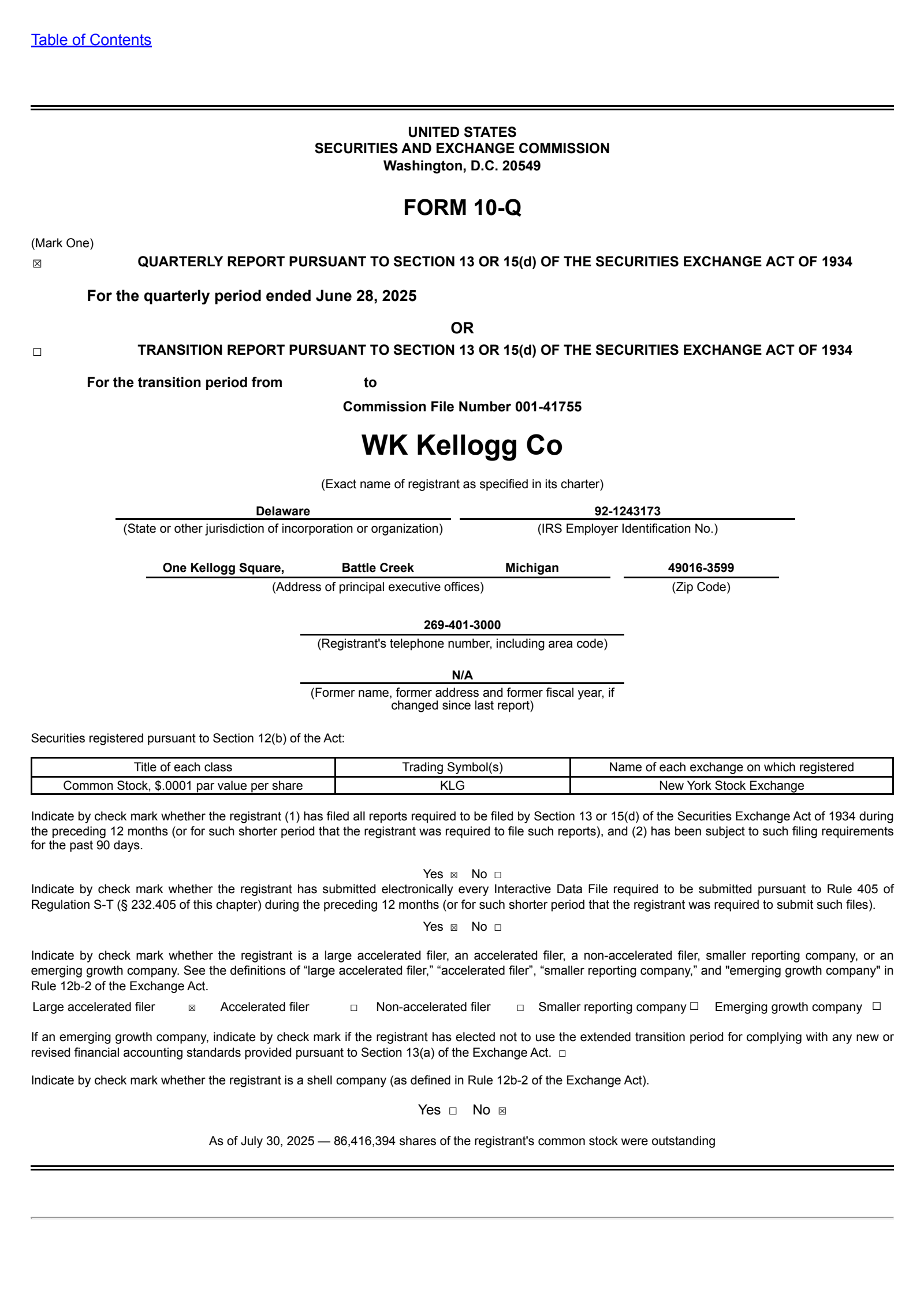 WK Kellogg's Q2 2025 Quarterly report