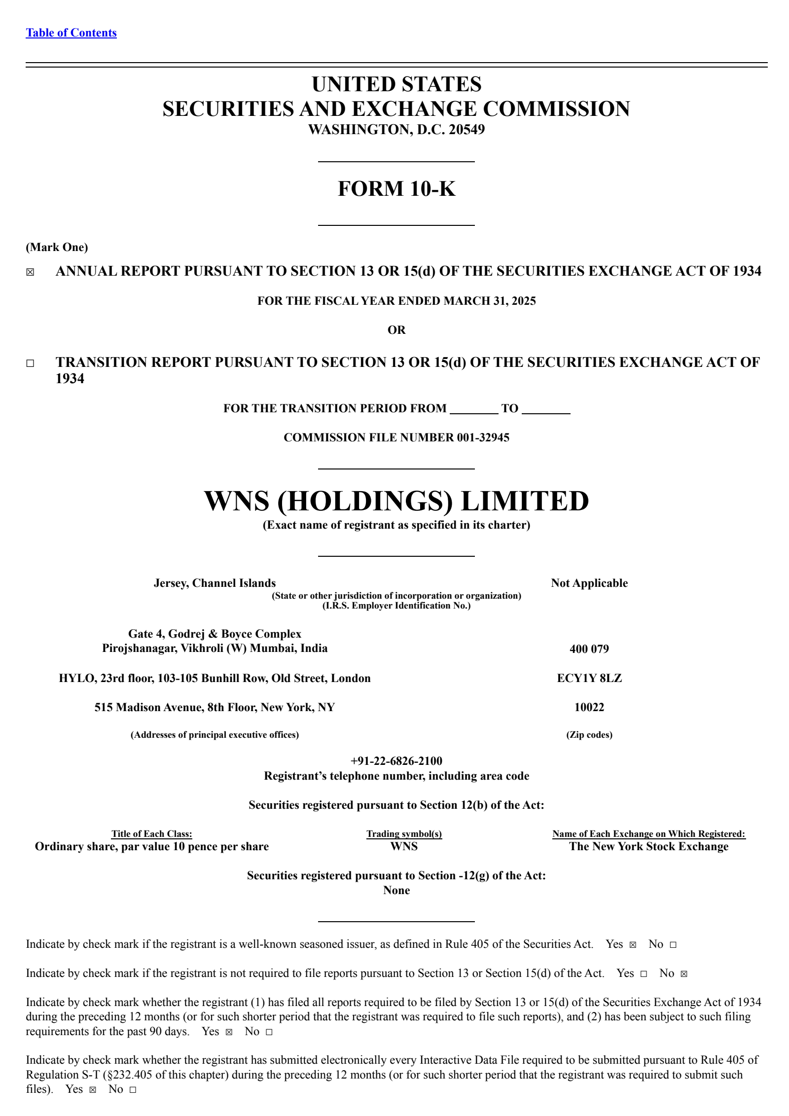 WNS's Q4 2025 Annual report