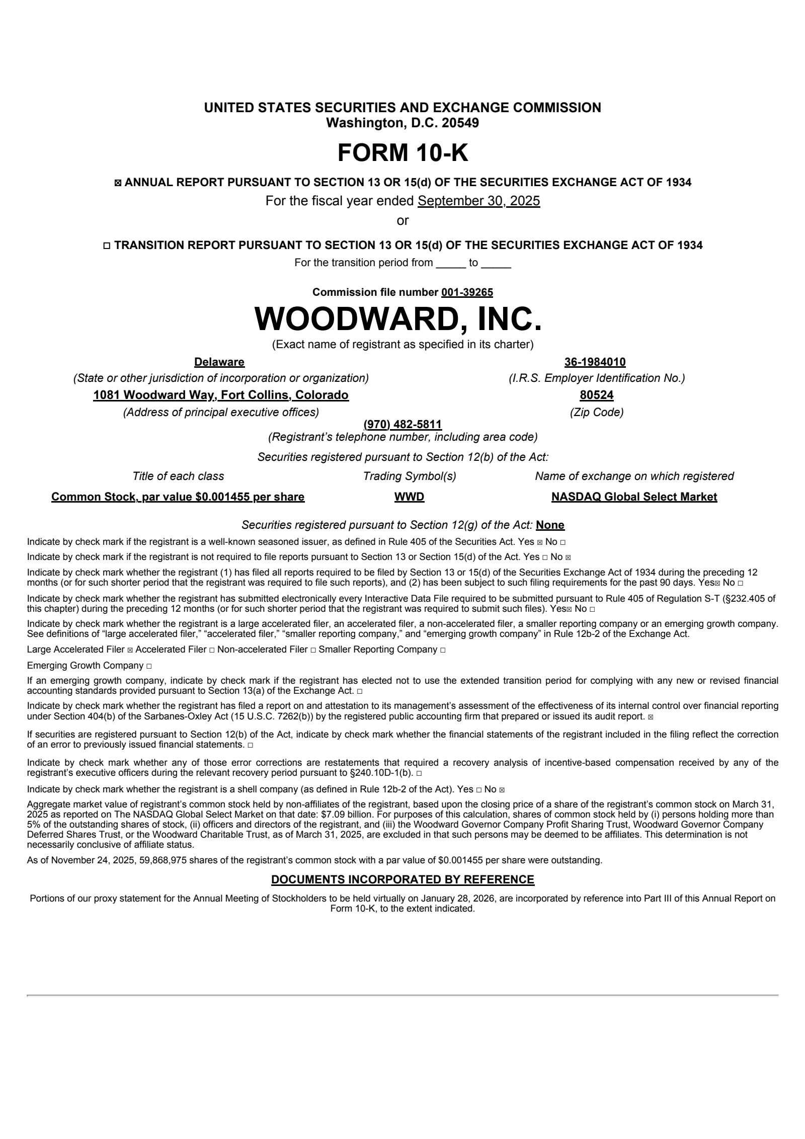 Woodward's Q4 2025 Annual Report