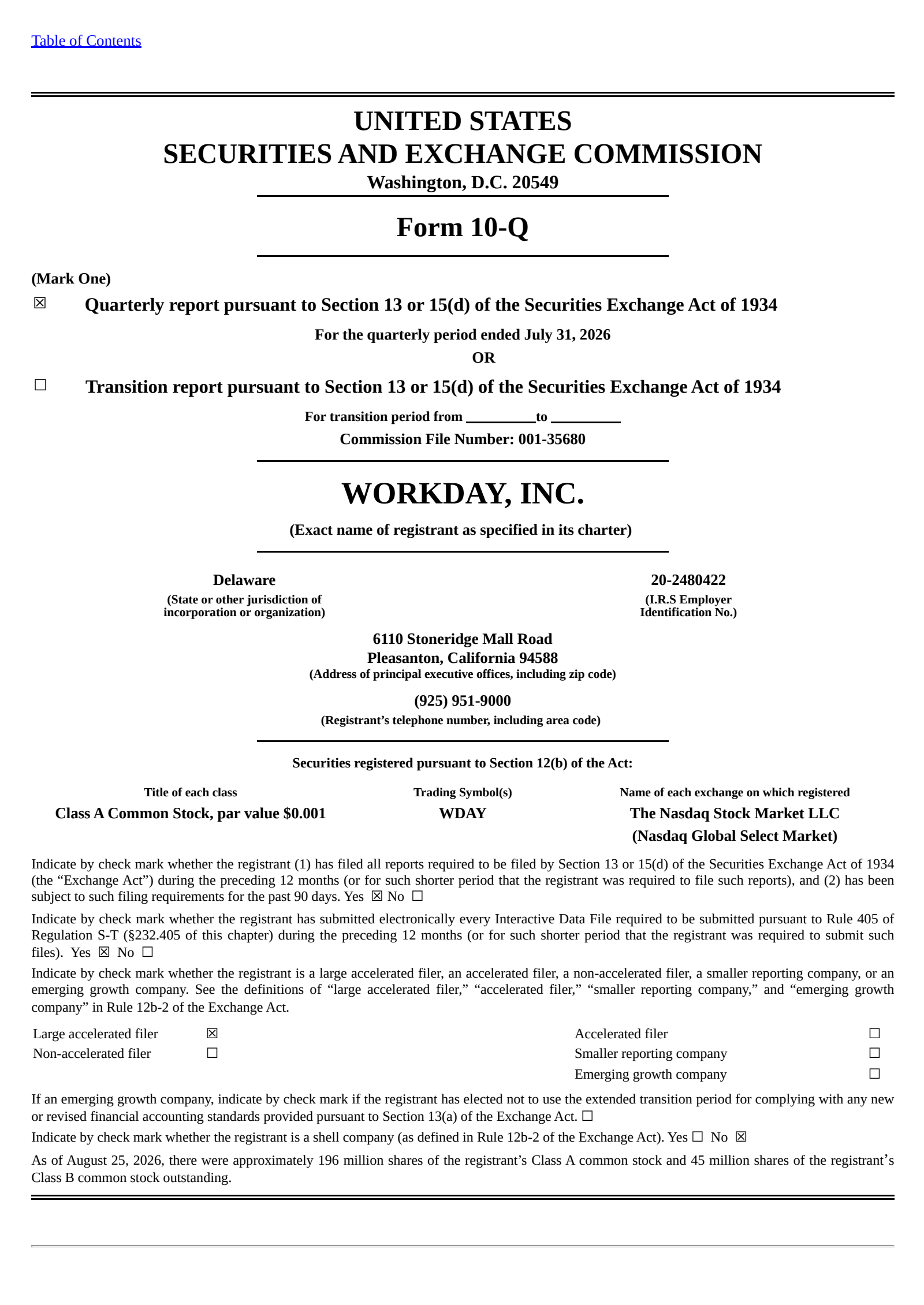 Workday's Q2 2027 Quarterly report