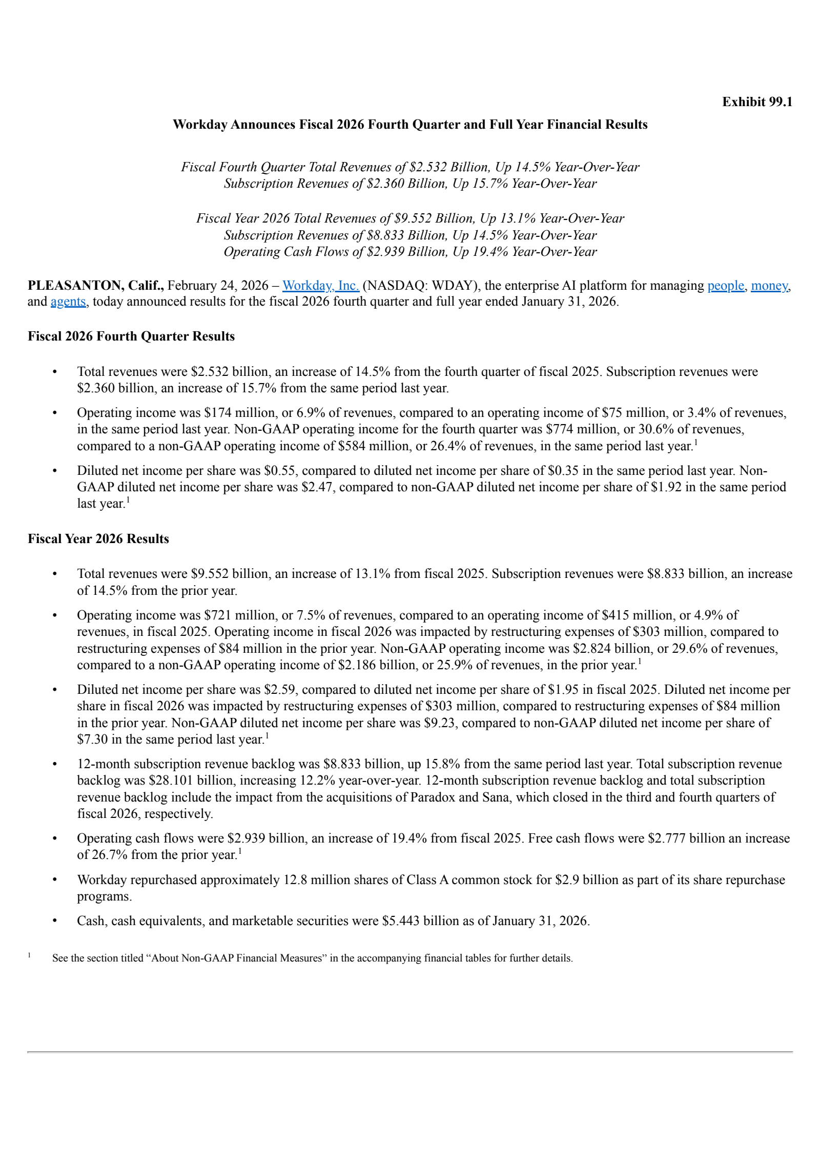 Workday's Q4 2026 Press Release