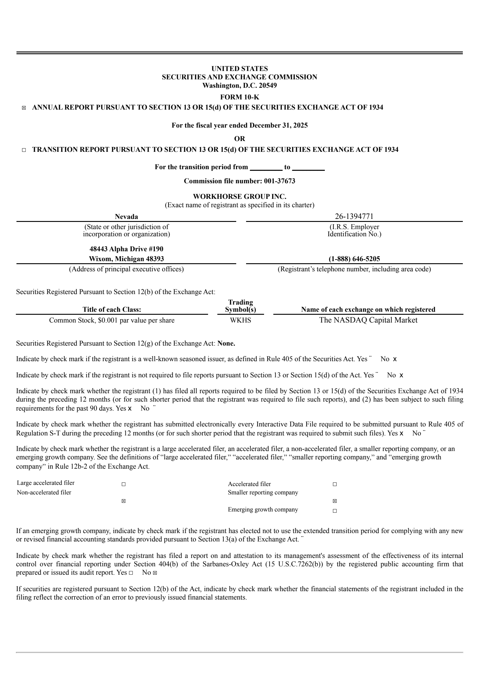 Workhorse Group's Q4 2025 Annual report