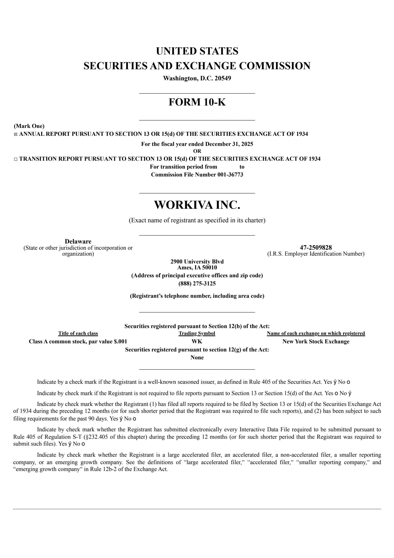 Workiva's Q4 2025 Annual report