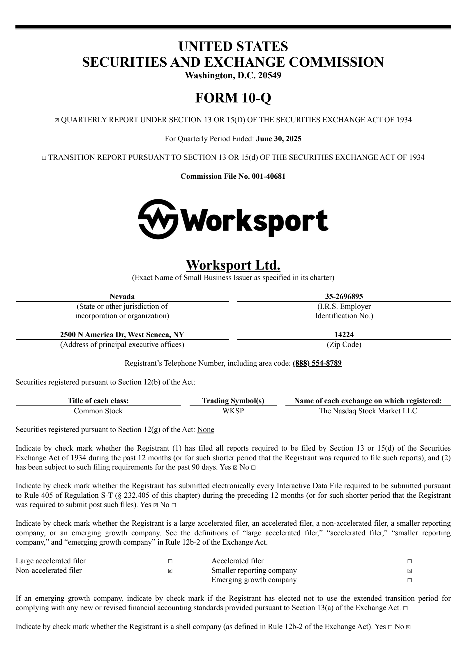 Worksport's Q2 2025 Quarterly report