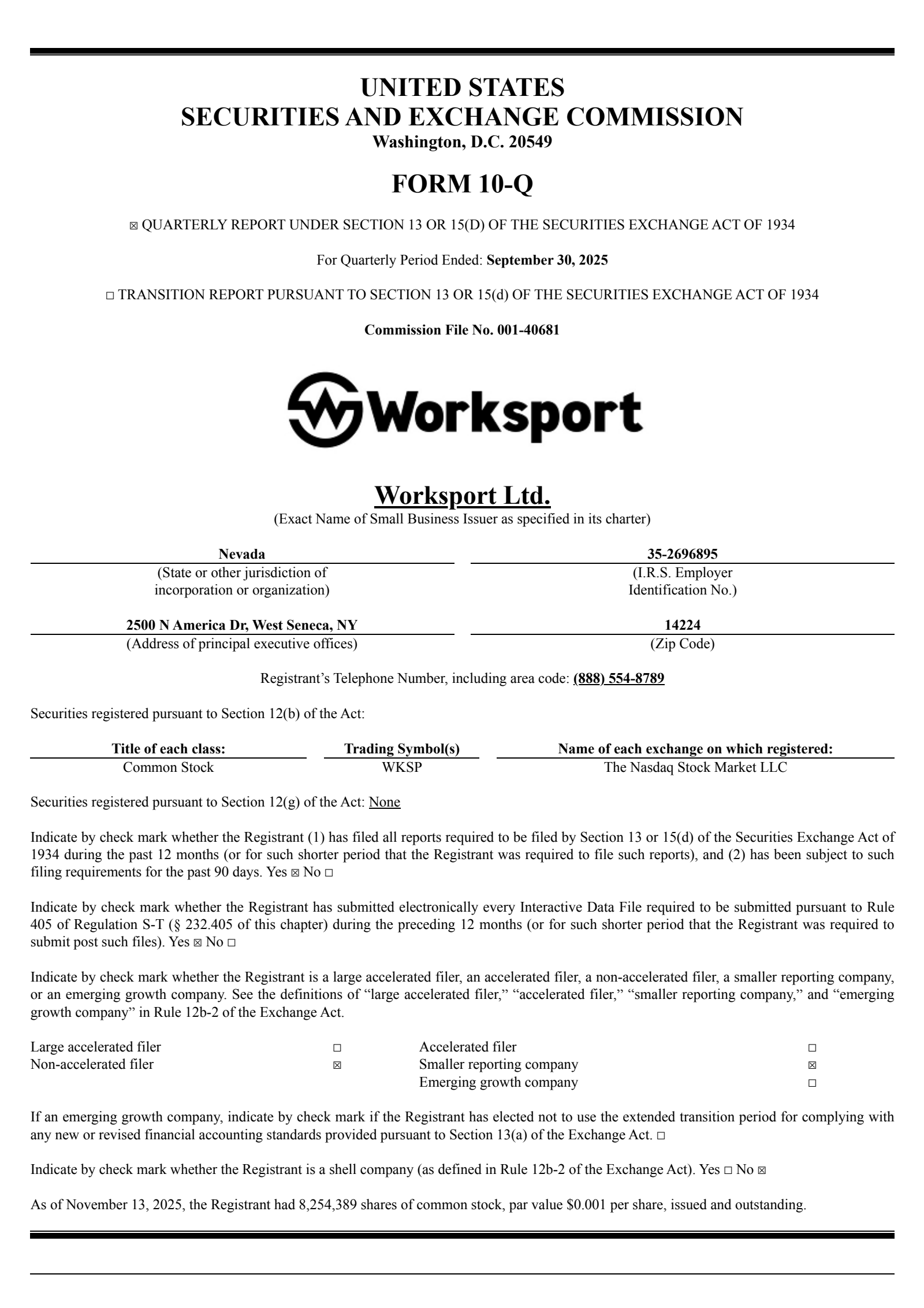 Worksport's Q3 2025 Quarterly Report