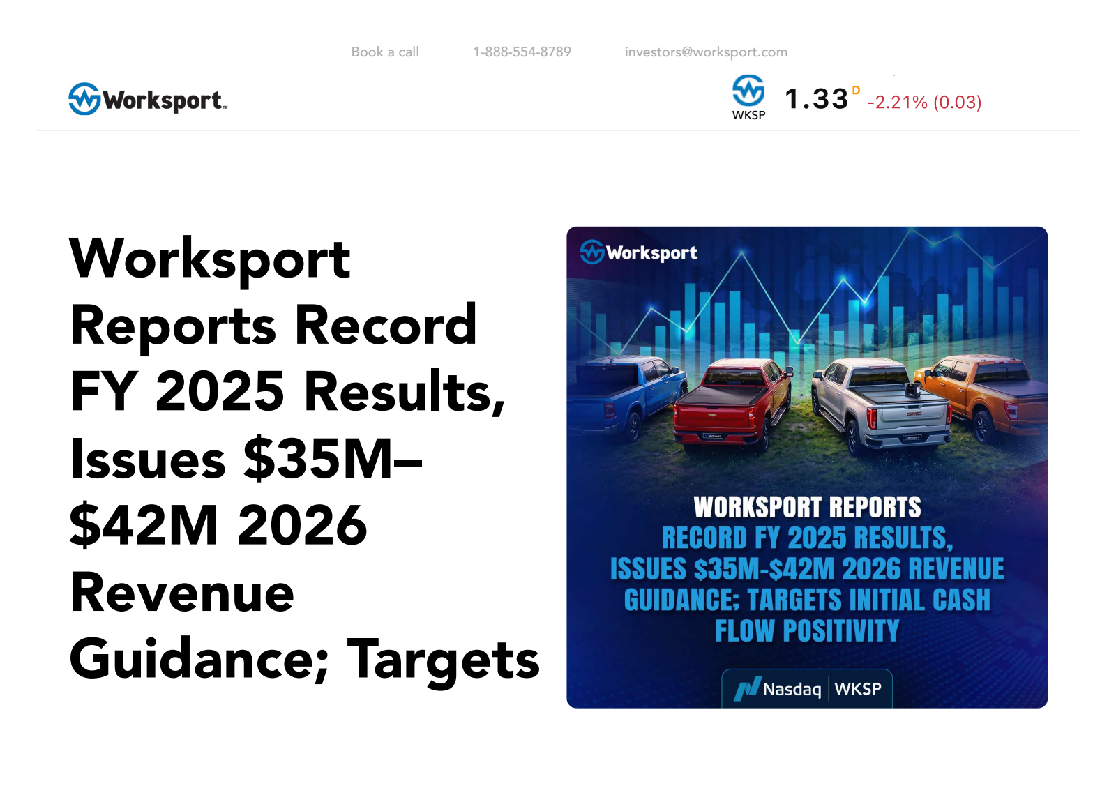 Worksport's Q4 2025 Press Release