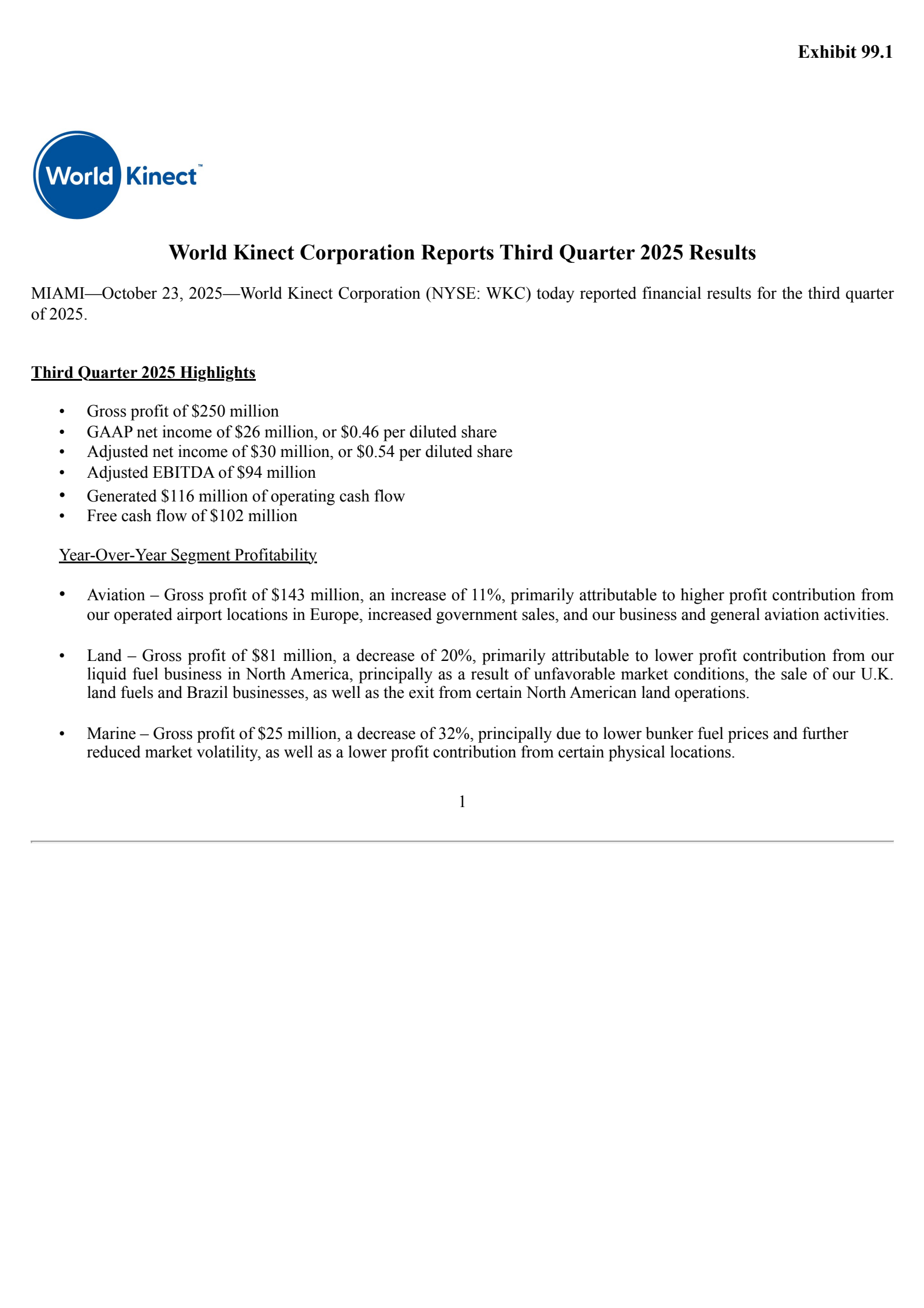 World Kinect's Q3 2025 Earnings Release