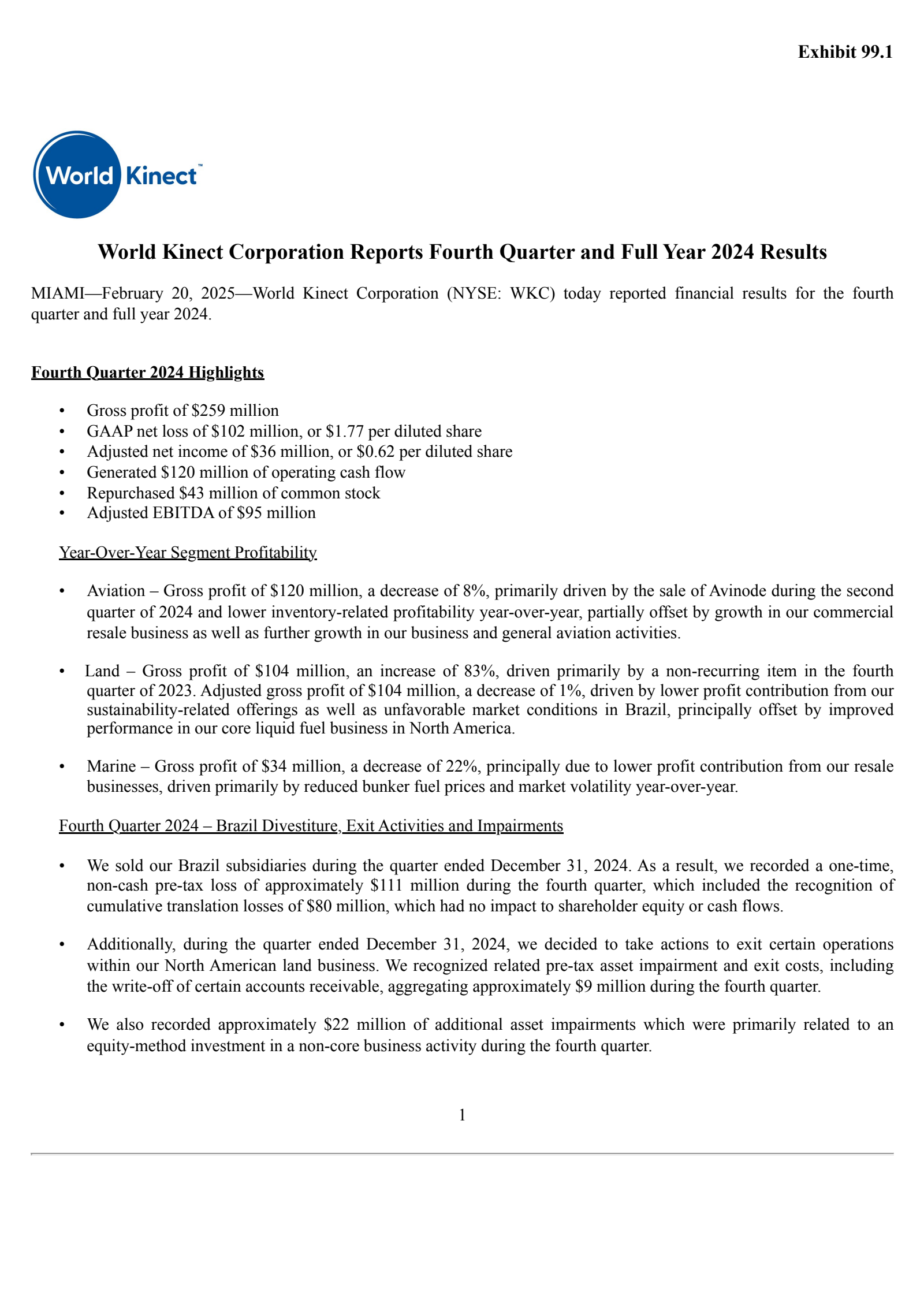 World Kinect's Q4 2024 Press Release