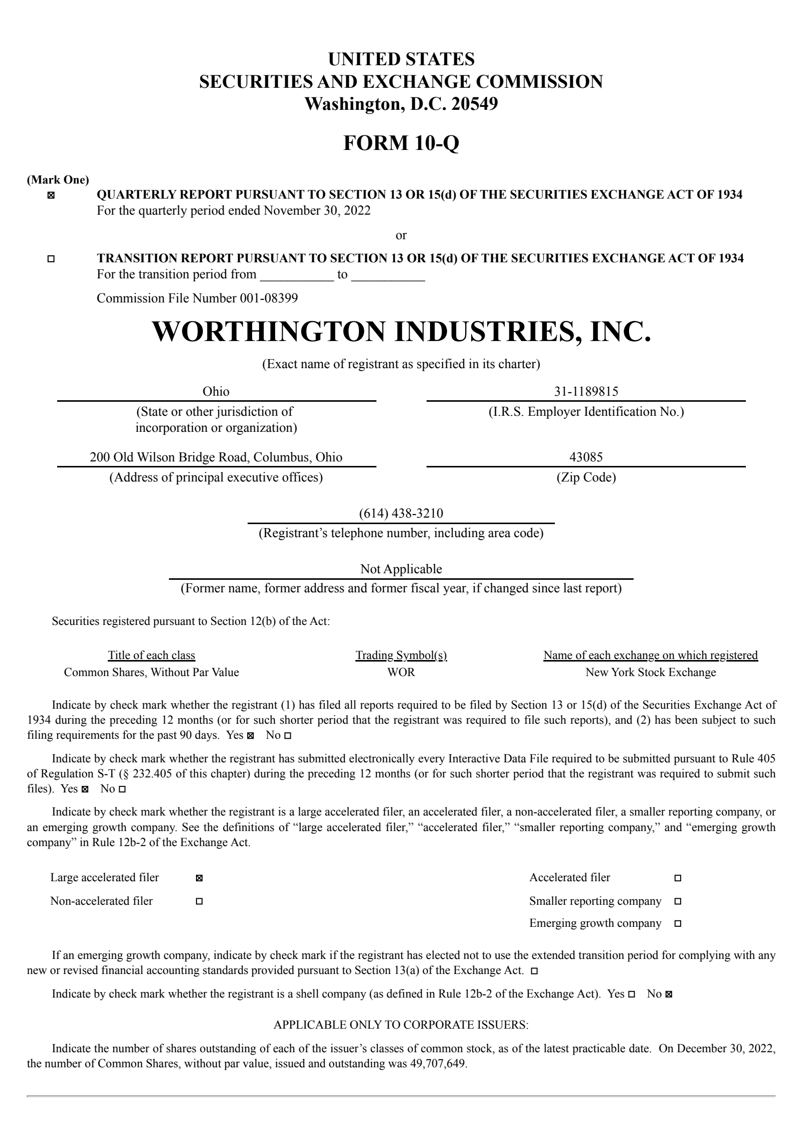 Worthington Enterprises' Q2 2023 Quarterly report