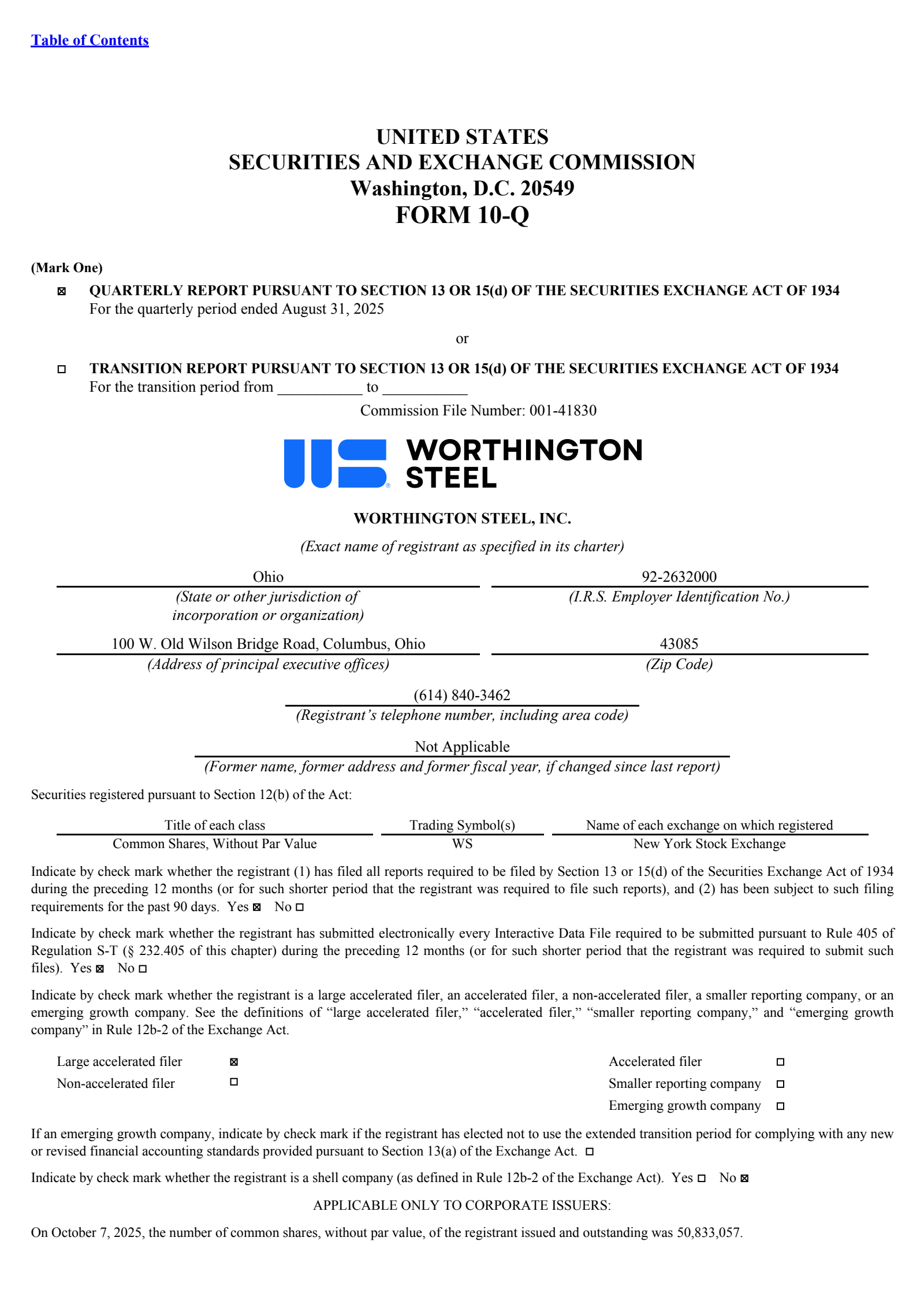 Worthington Steel's Q1 2026 Quarterly Report
