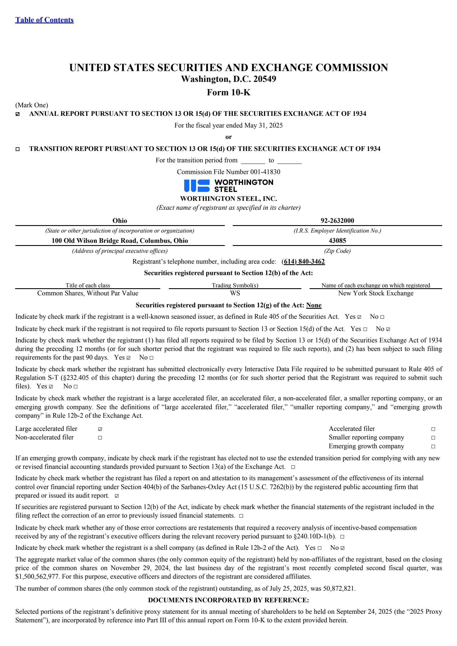 Worthington Steel's Q4 2025 Annual report