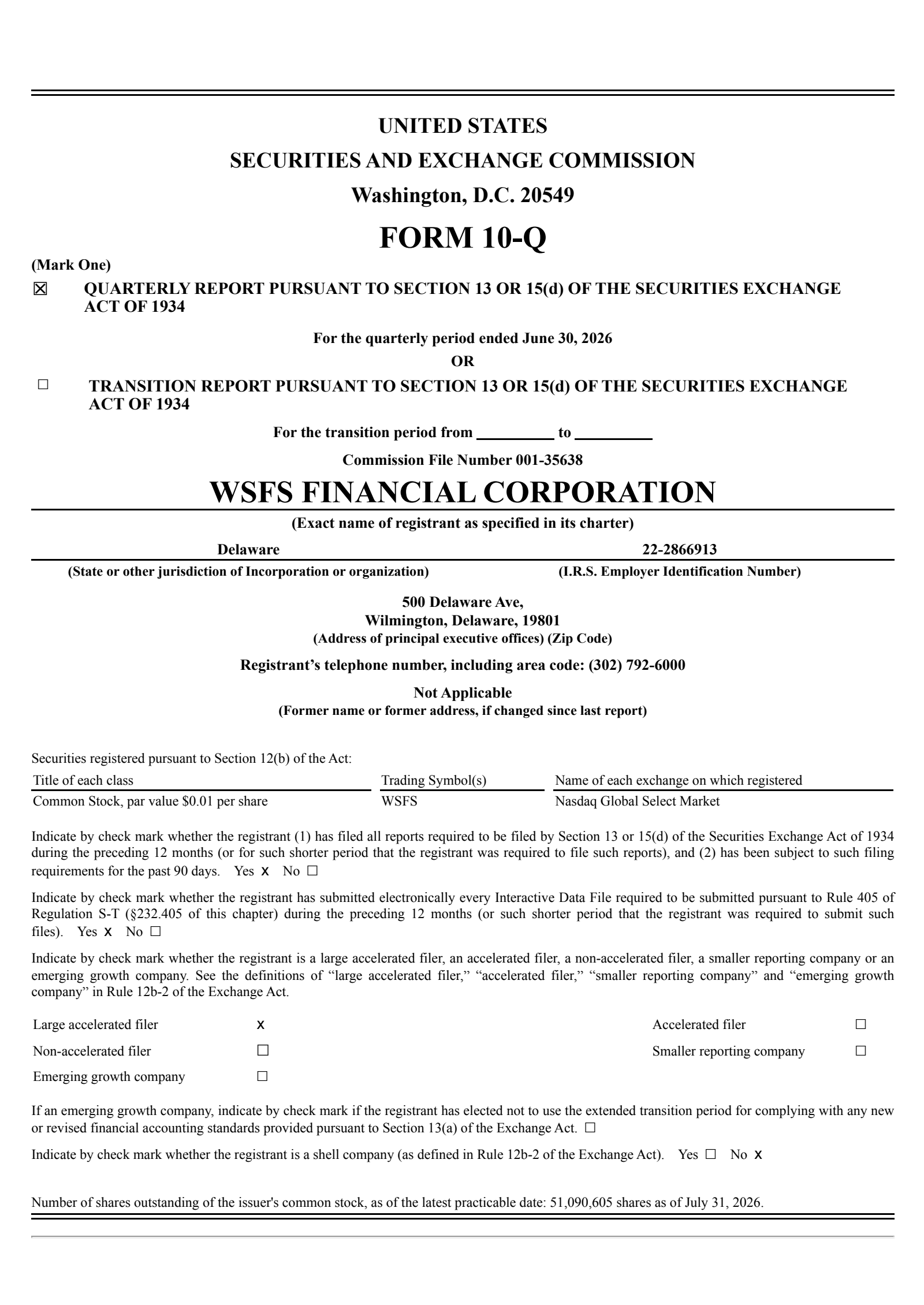 WSFS Financial's Q2 2026 Quarterly report