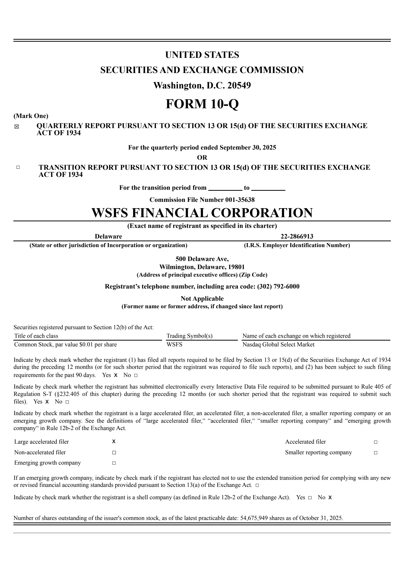WSFS Financial's Q3 2025 Quarterly Report