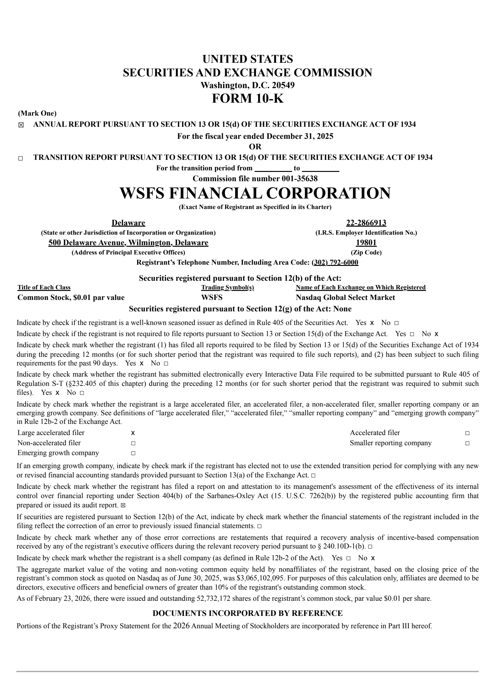 WSFS Financial's Q4 2025 Annual report