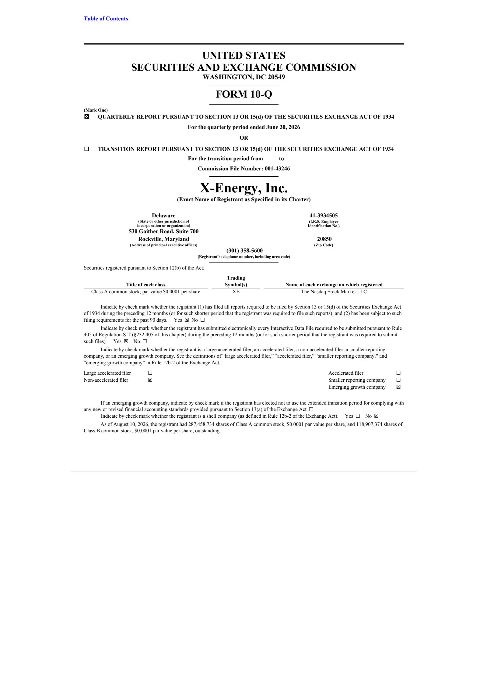 X-Energy's Q2 2026 Quarterly report
