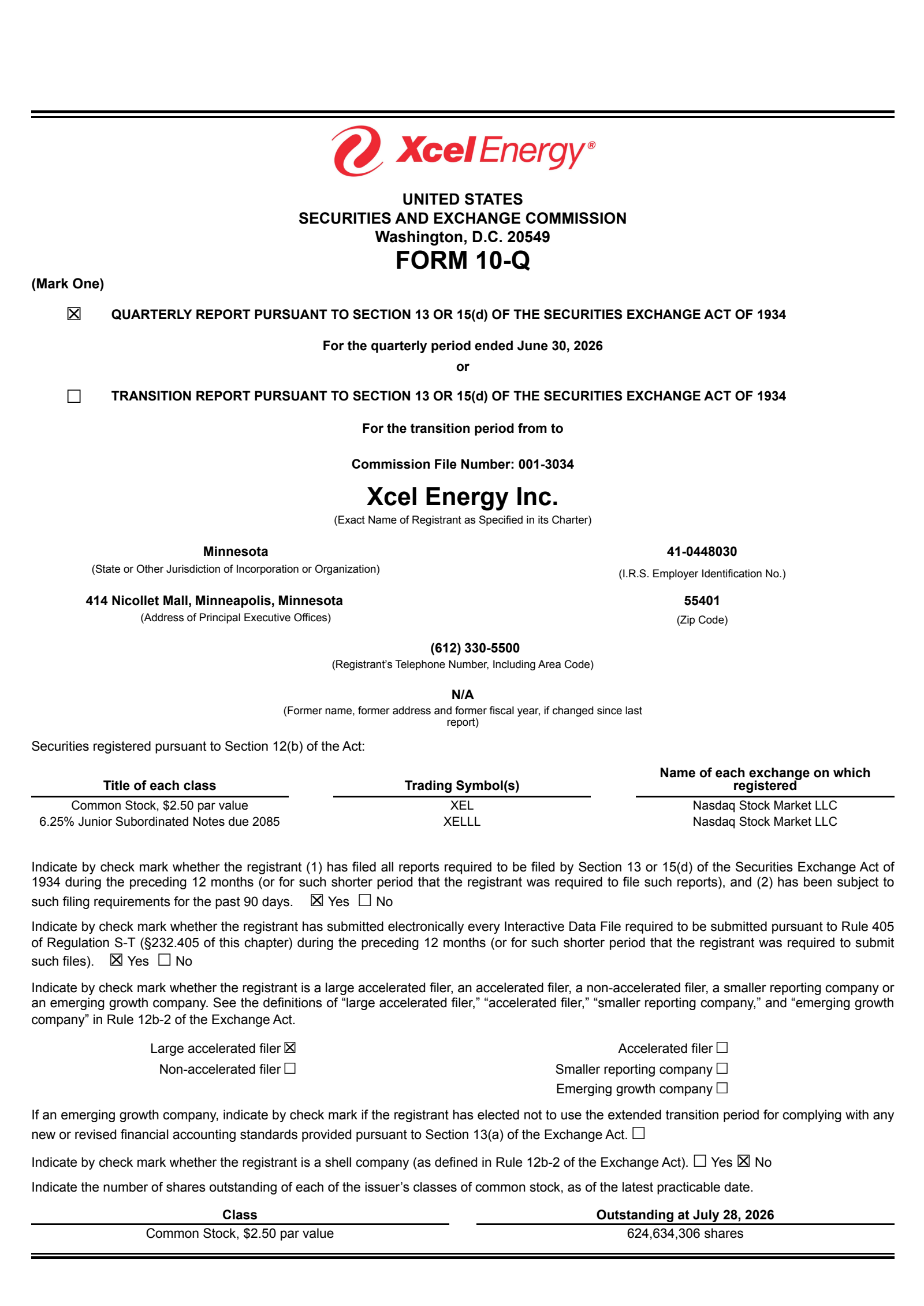 Xcel Energy's Q2 2026 Quarterly report