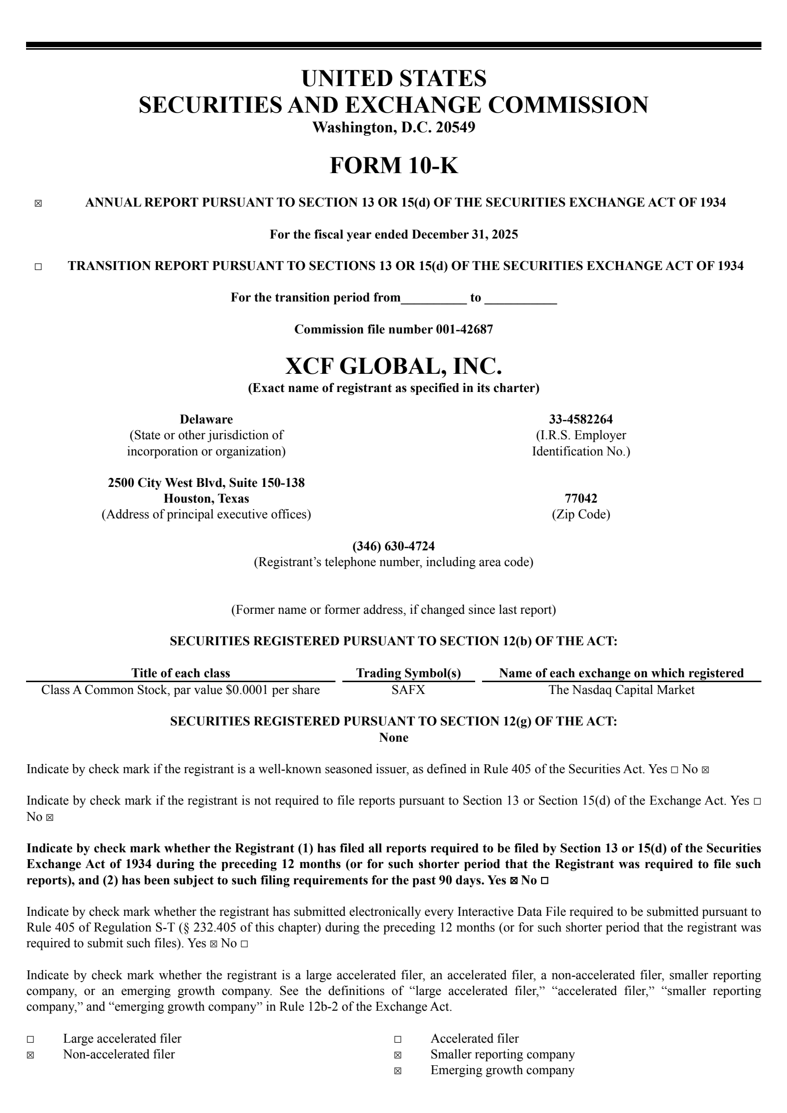 XCF Global Capital's Q4 2025 Annual report