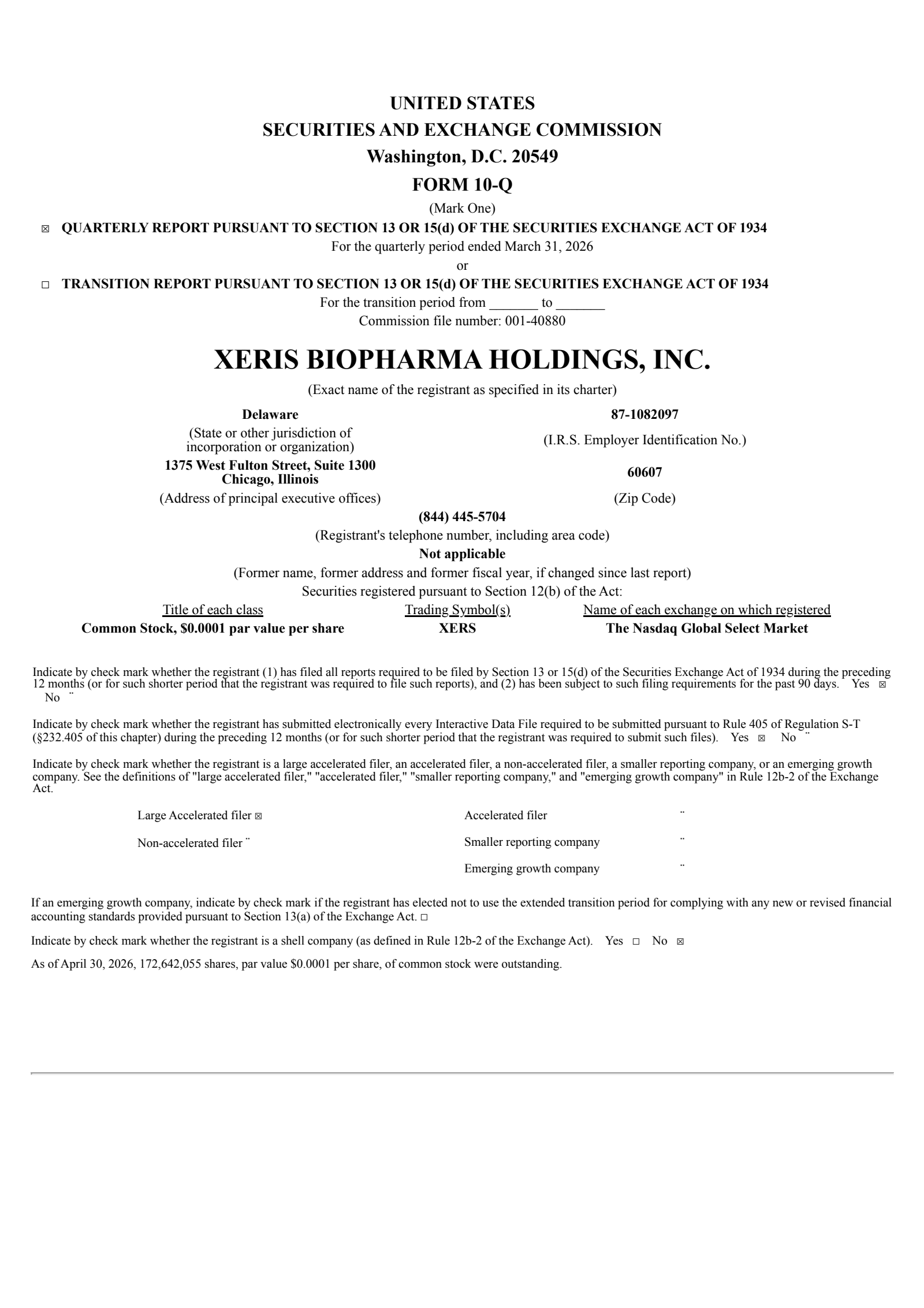 Xeris Biopharma's Q1 2026 Quarterly report