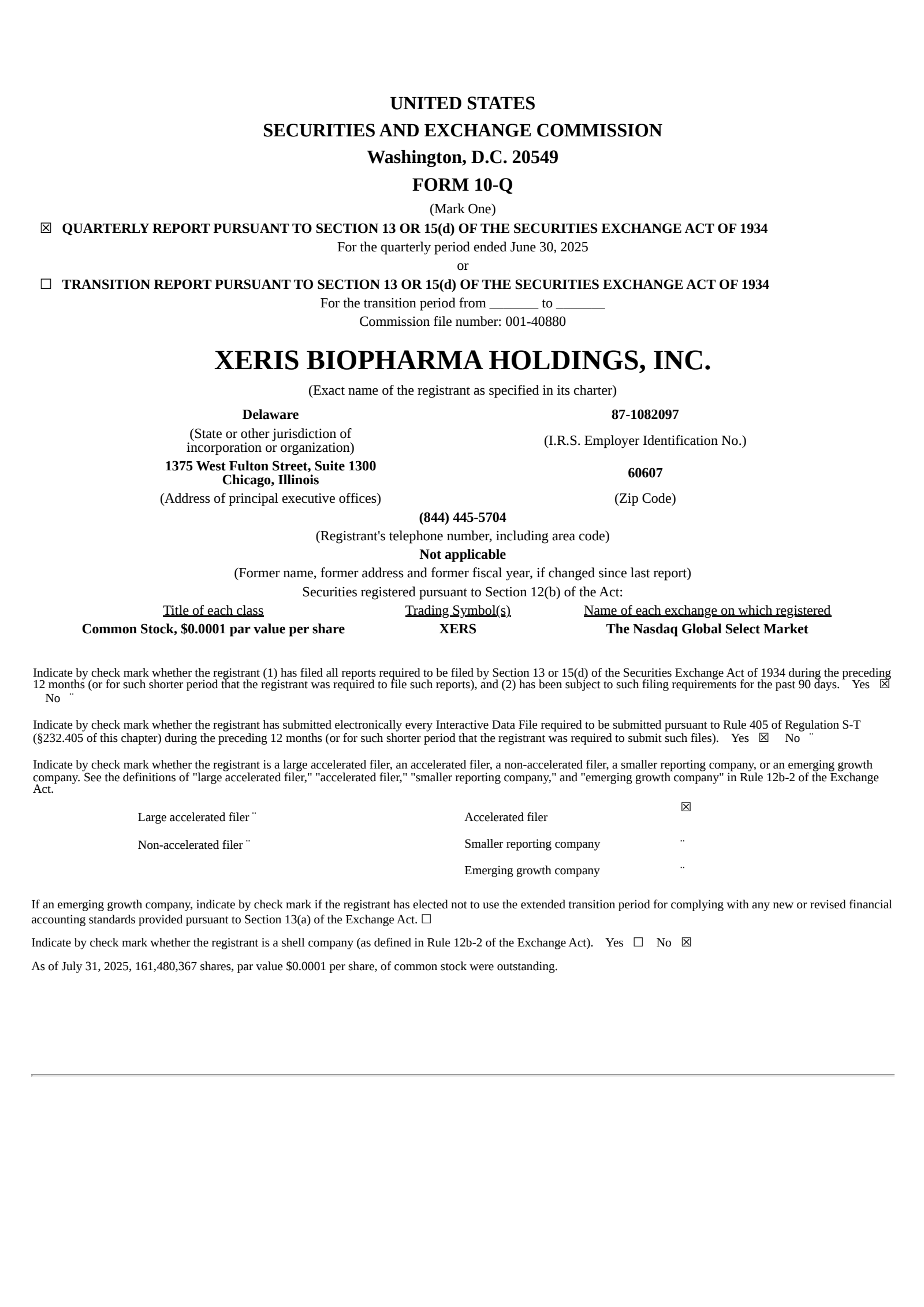 Xeris Biopharma's Q2 2025 Quarterly report