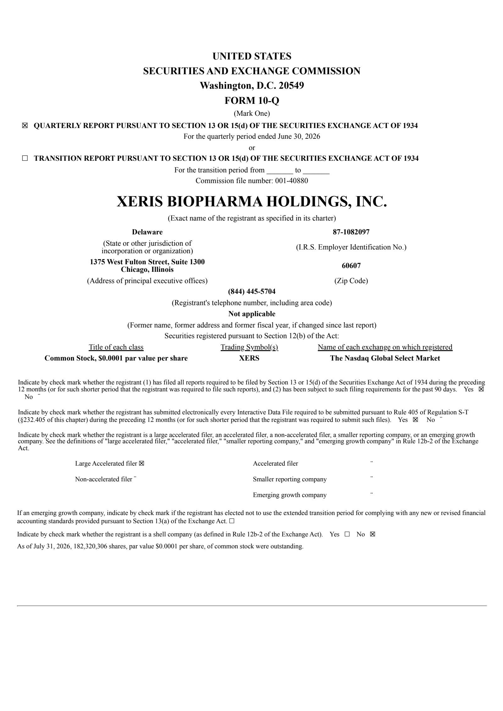 Xeris Biopharma's Q2 2026 Quarterly report