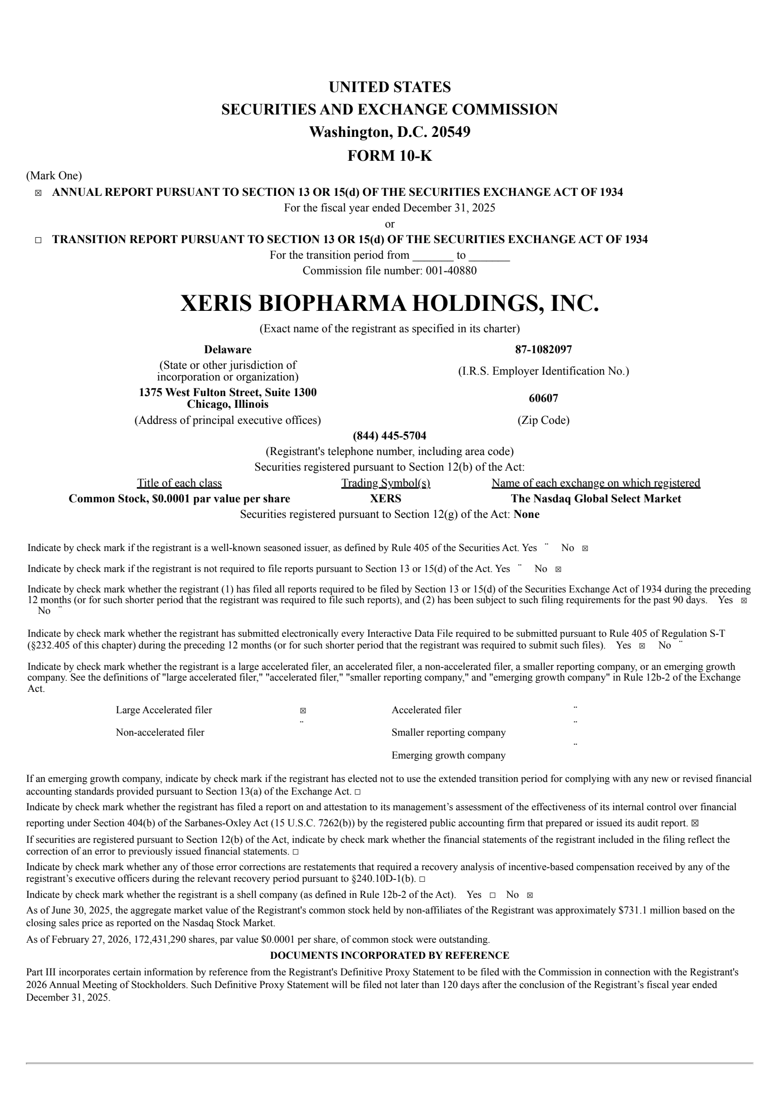Xeris Biopharma's Q4 2025 Annual report