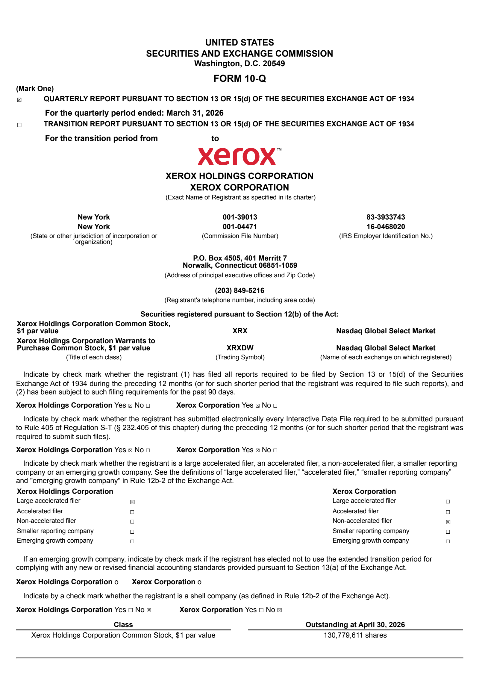 Xerox's Q1 2026 Quarterly report