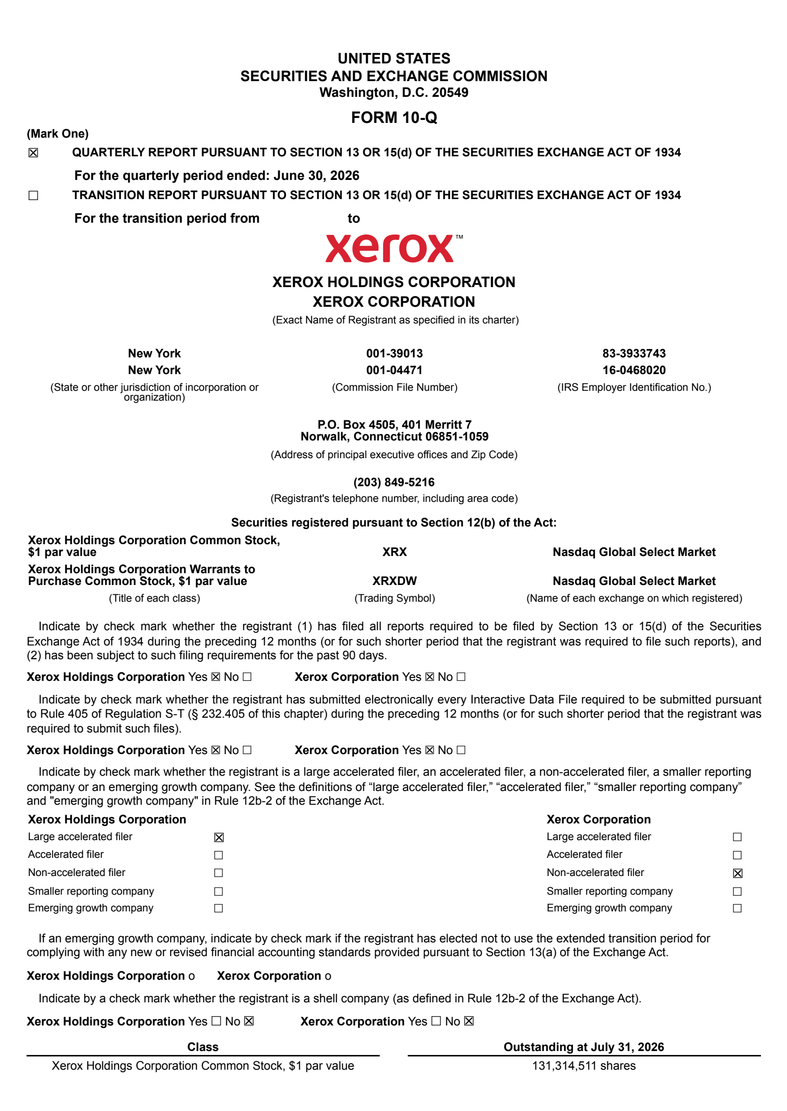 Xerox's Q2 2026 Quarterly report