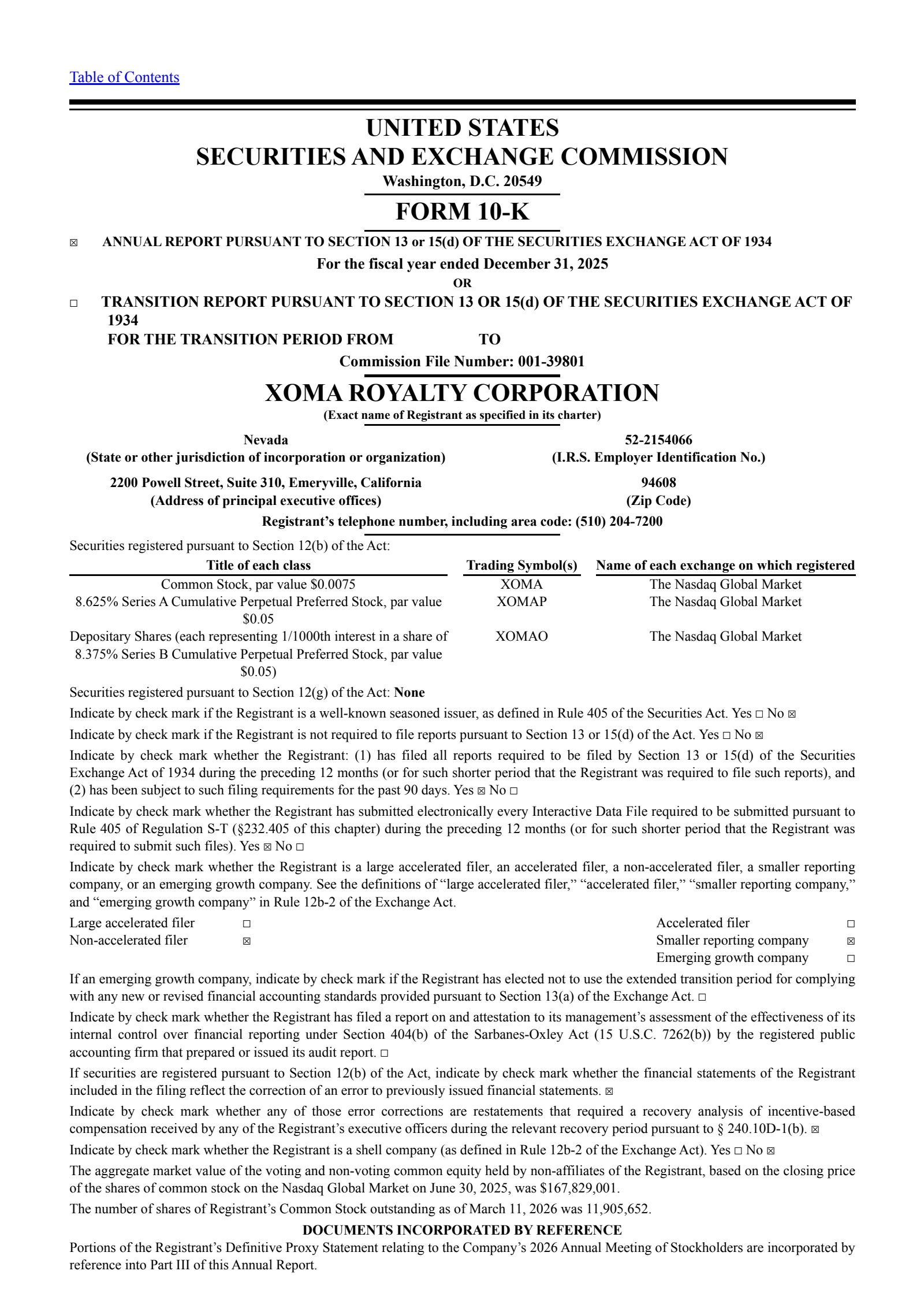 XOMA Royalty's Q4 2025 Annual report
