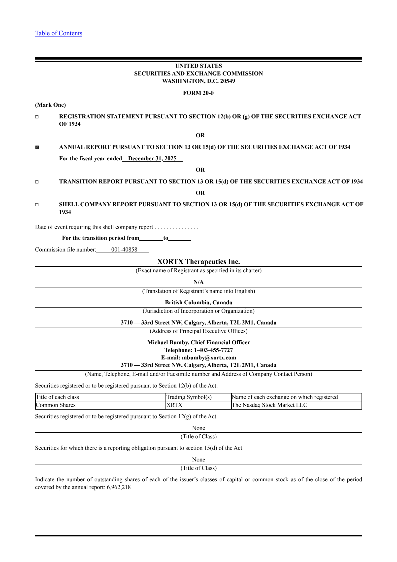 XORTX Therapeutics' Q4 2025 Annual report