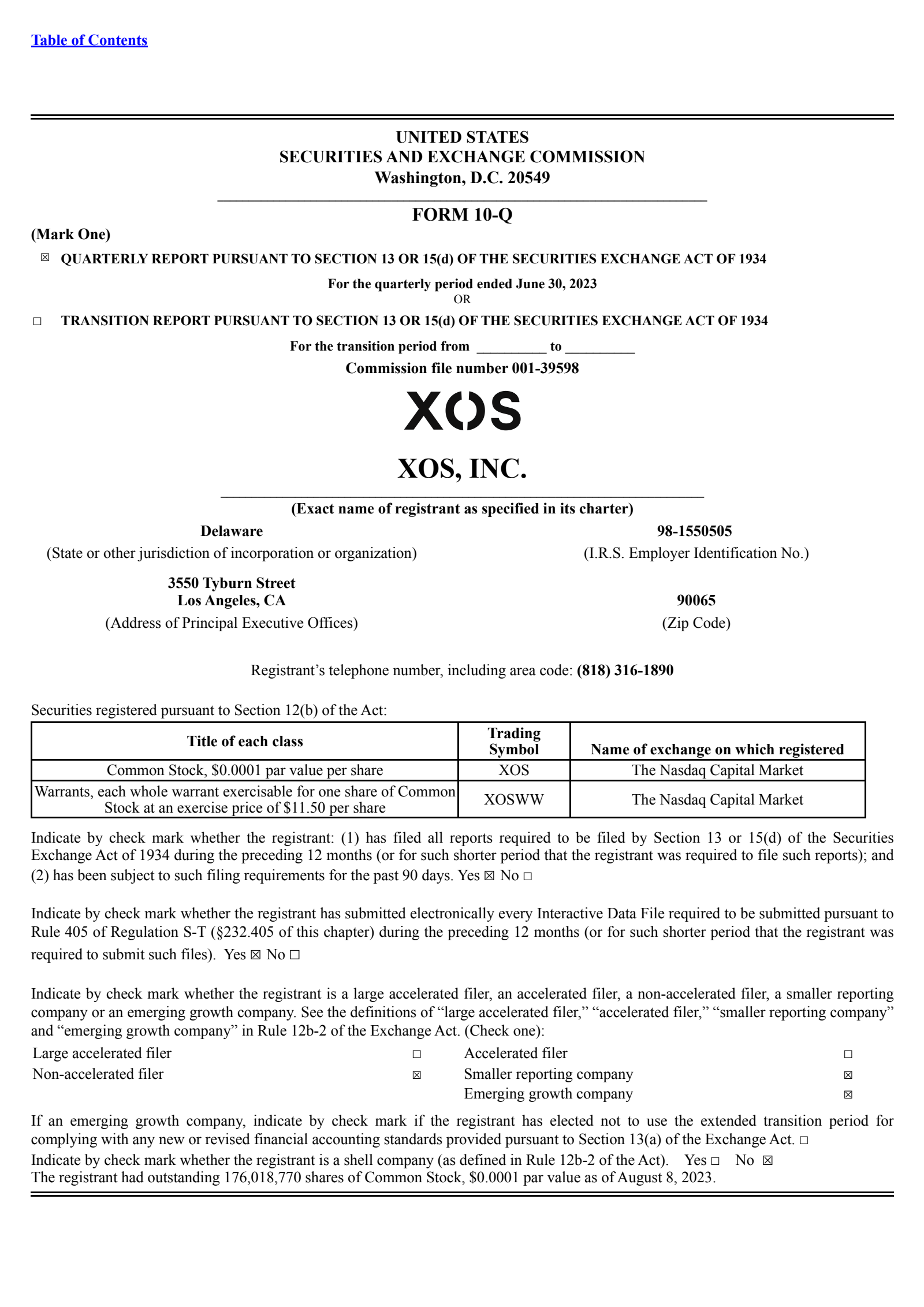 XOS's Q2 2023 Quarterly report