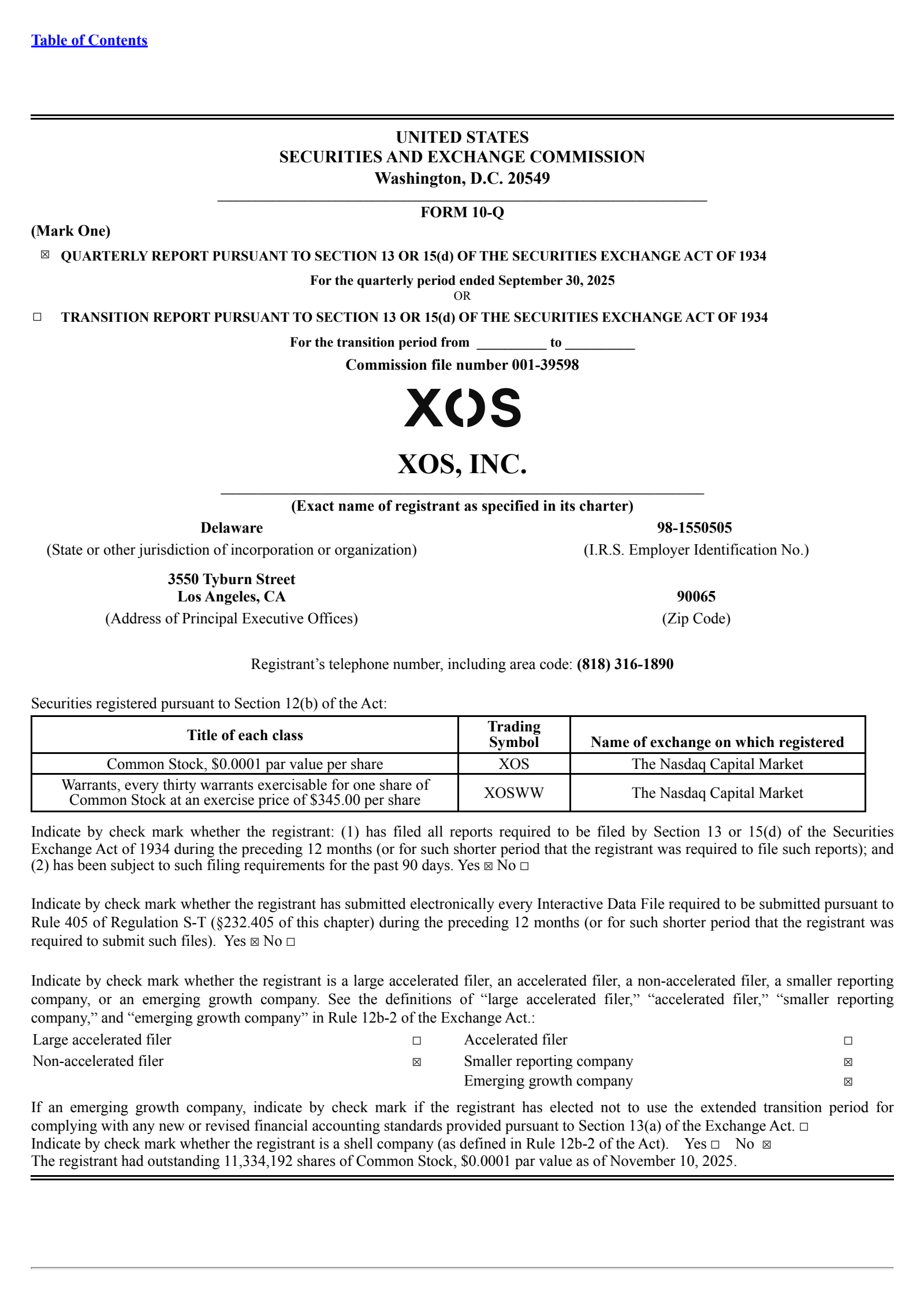 XOS's Q3 2025 Quarterly Report