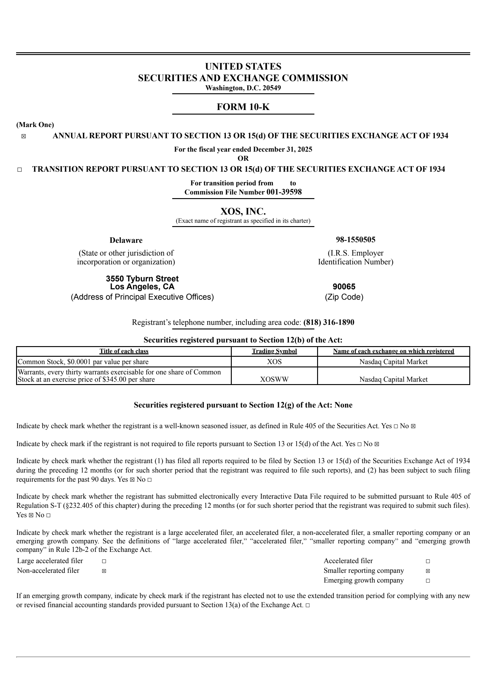 XOS's Q4 2025 Annual report