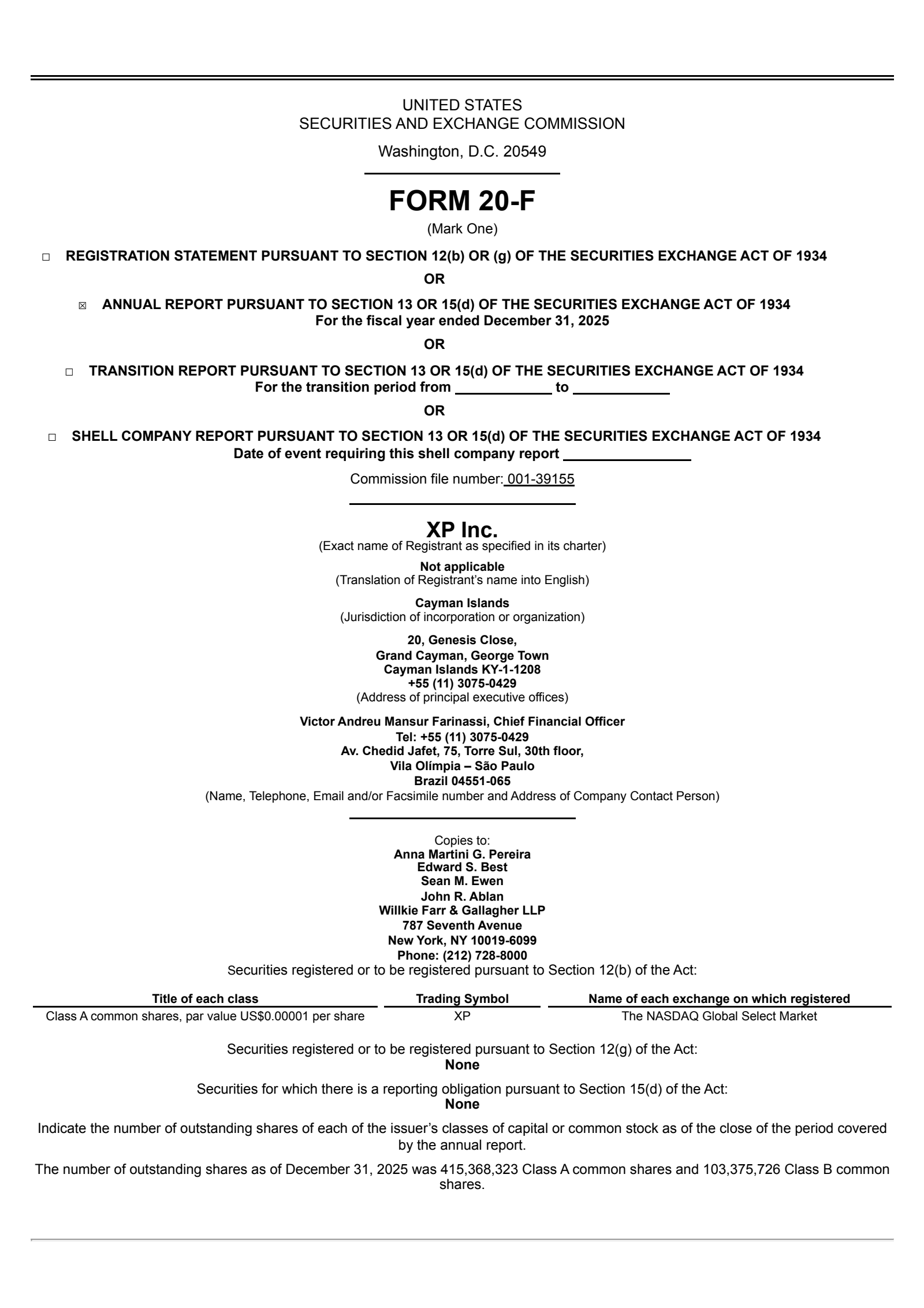 XP's Q4 2025 Annual report
